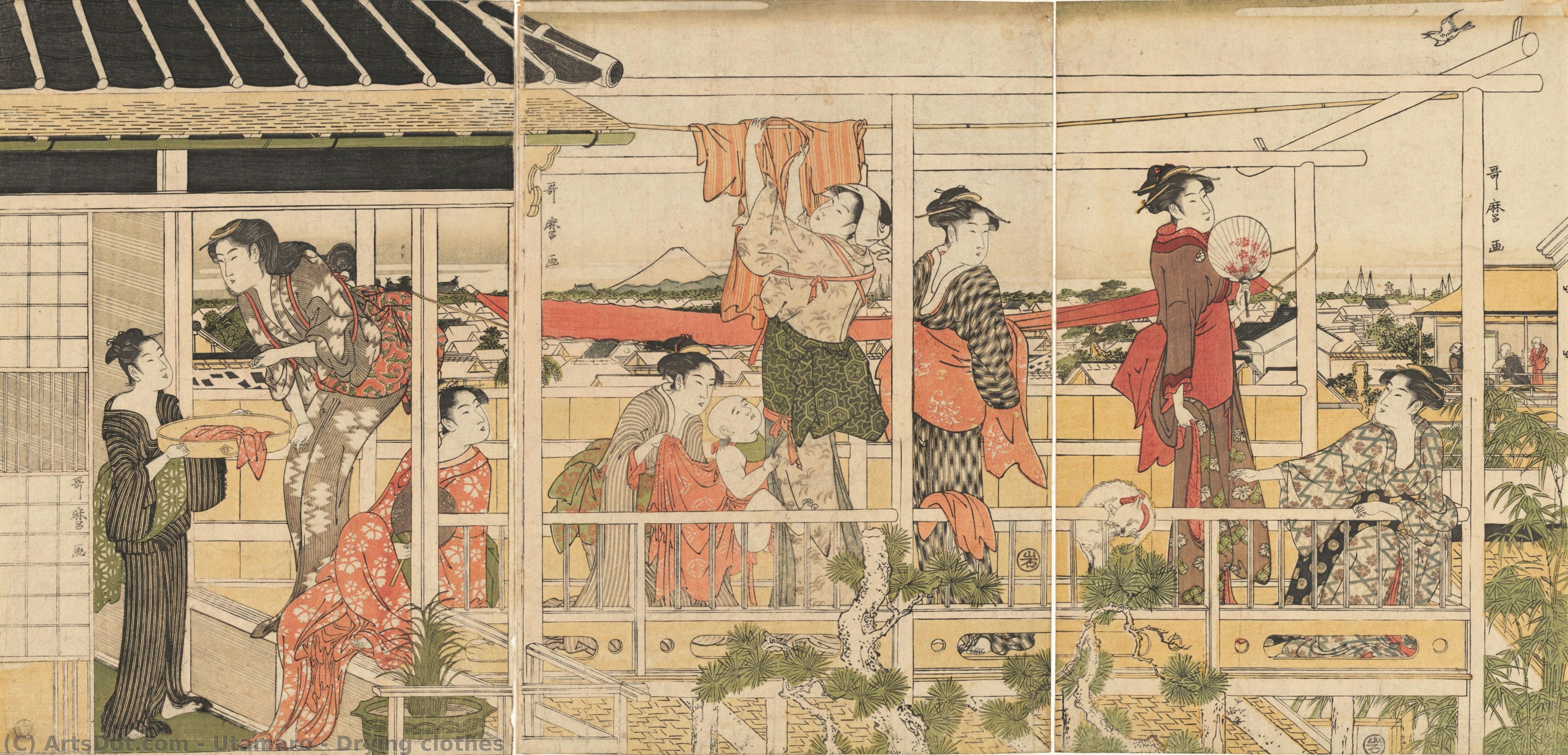 Drying Clothes — Kitagawa Utamaro