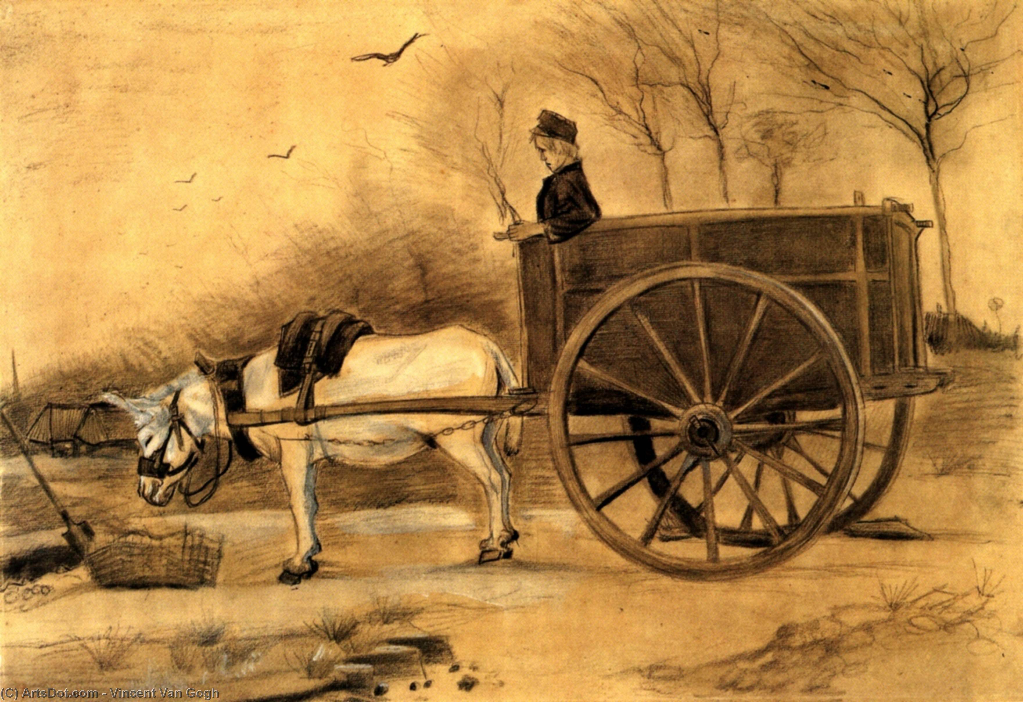vincent willem van gogh - Donkey and Cart
