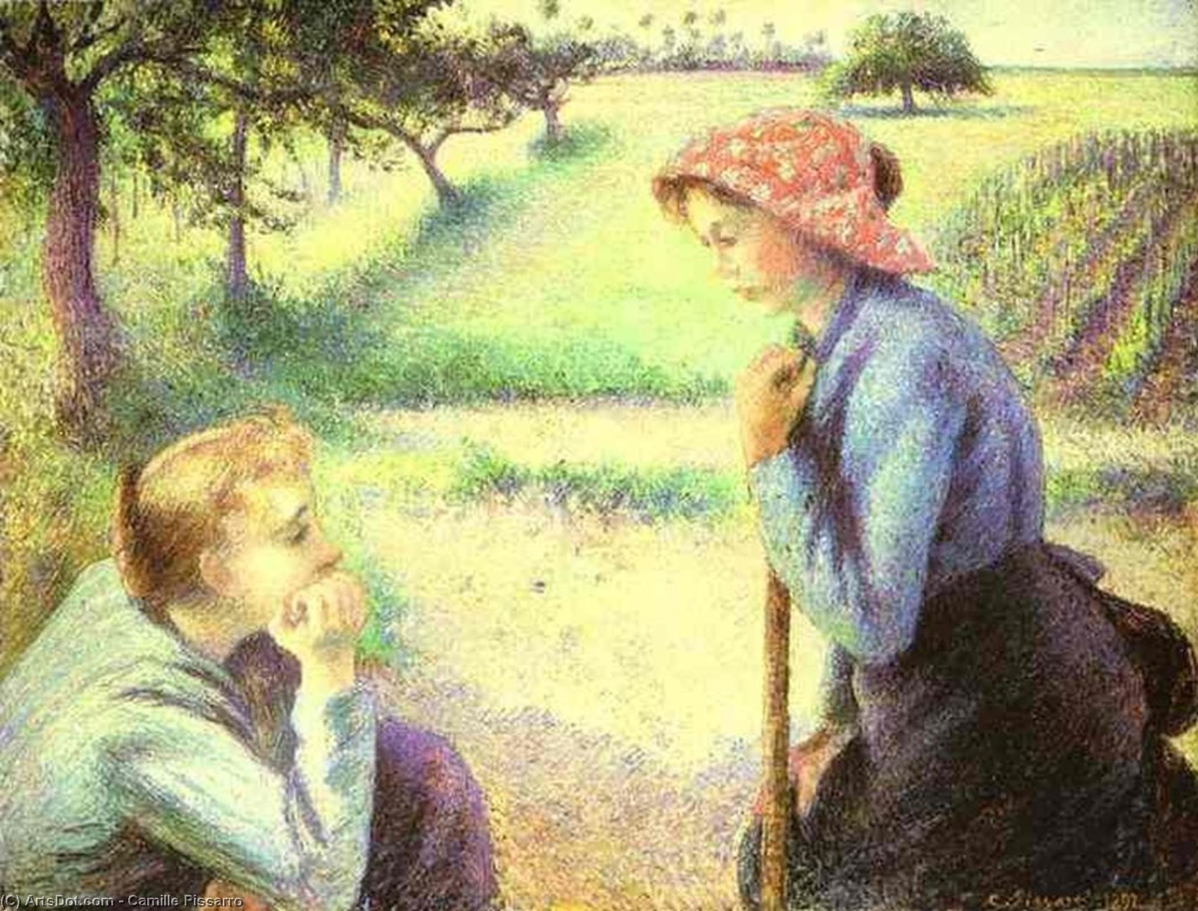 The Chat — Camille Pissarro