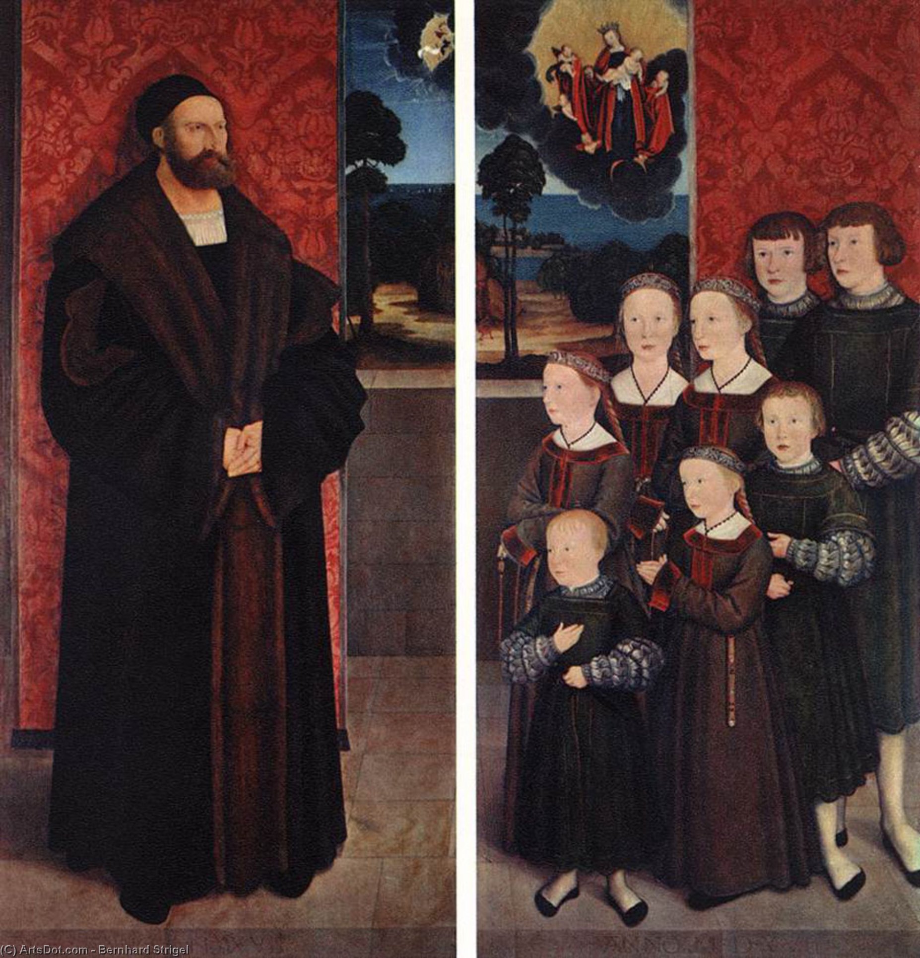 Portrait Of Conrad Rehlinger And His Children — Bernhard Strigel