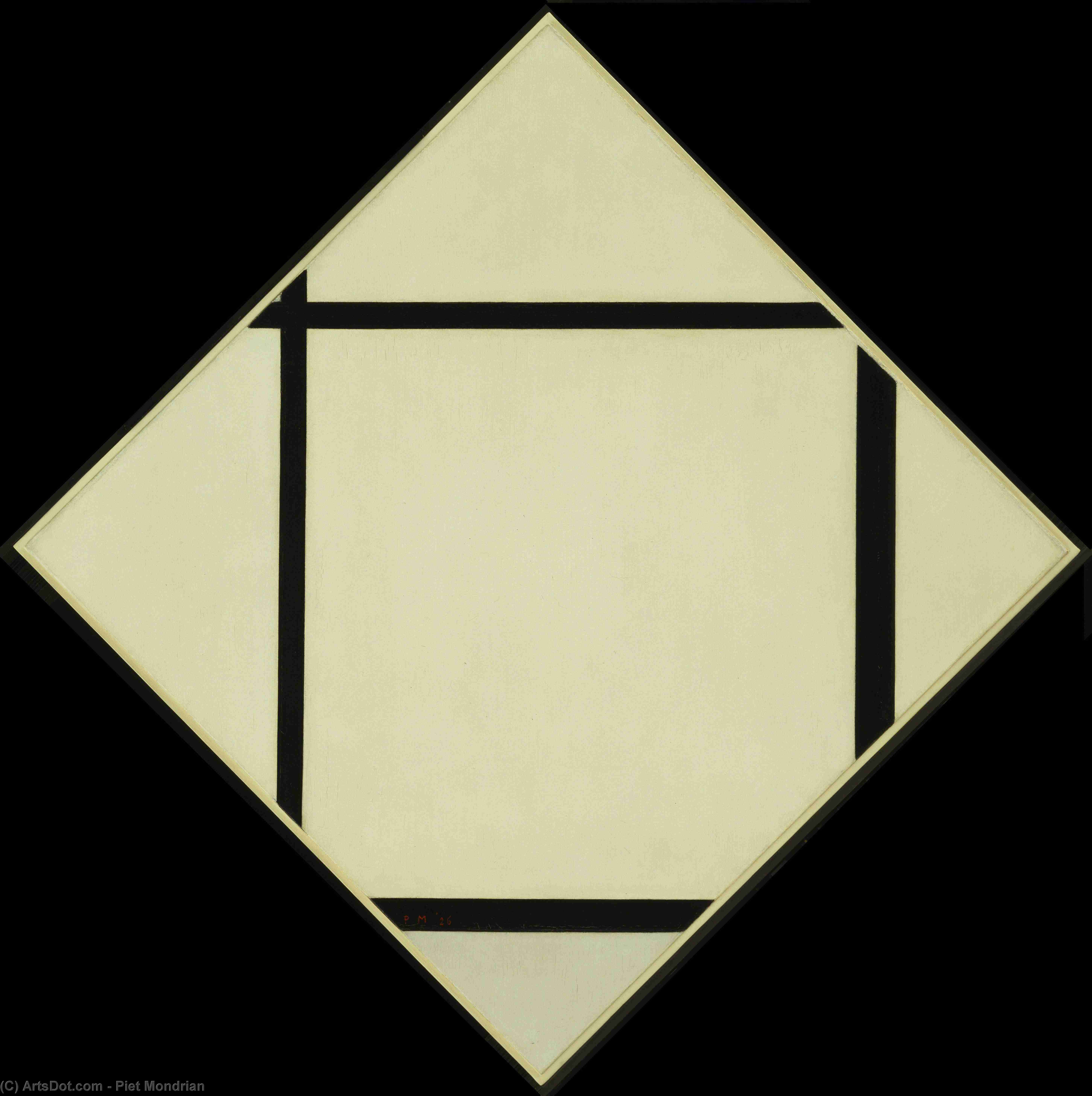 Tableau I Lozenge With Four Lines And Gray — Pitas Mondrijanas