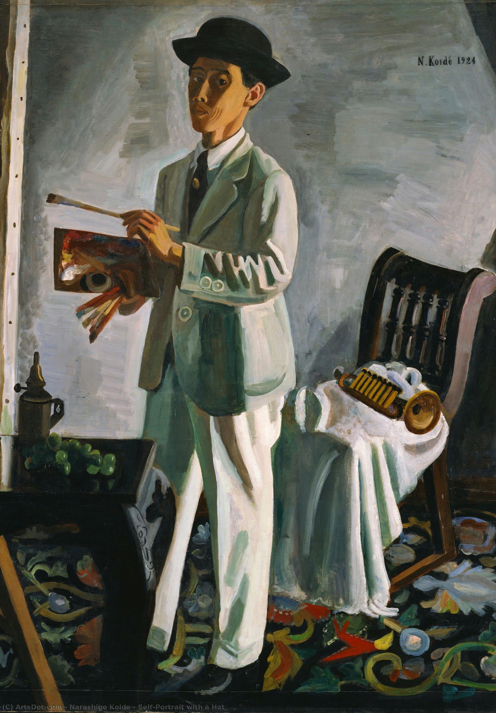 Self-portrait With A Hat — Narashige Koide