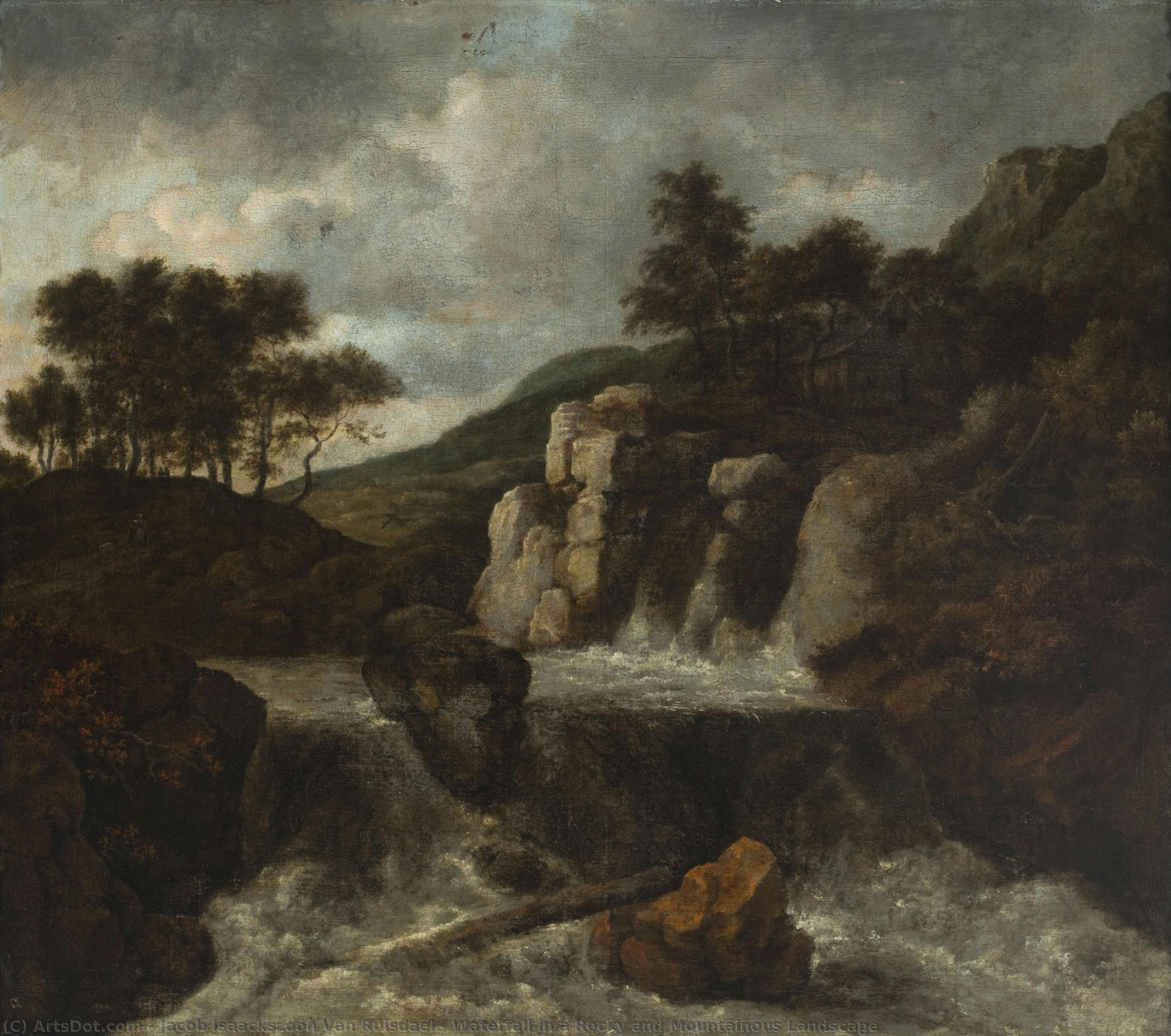 Jacob van Ruisdael - Waterfall in a Rocky and Mountainous Landscape