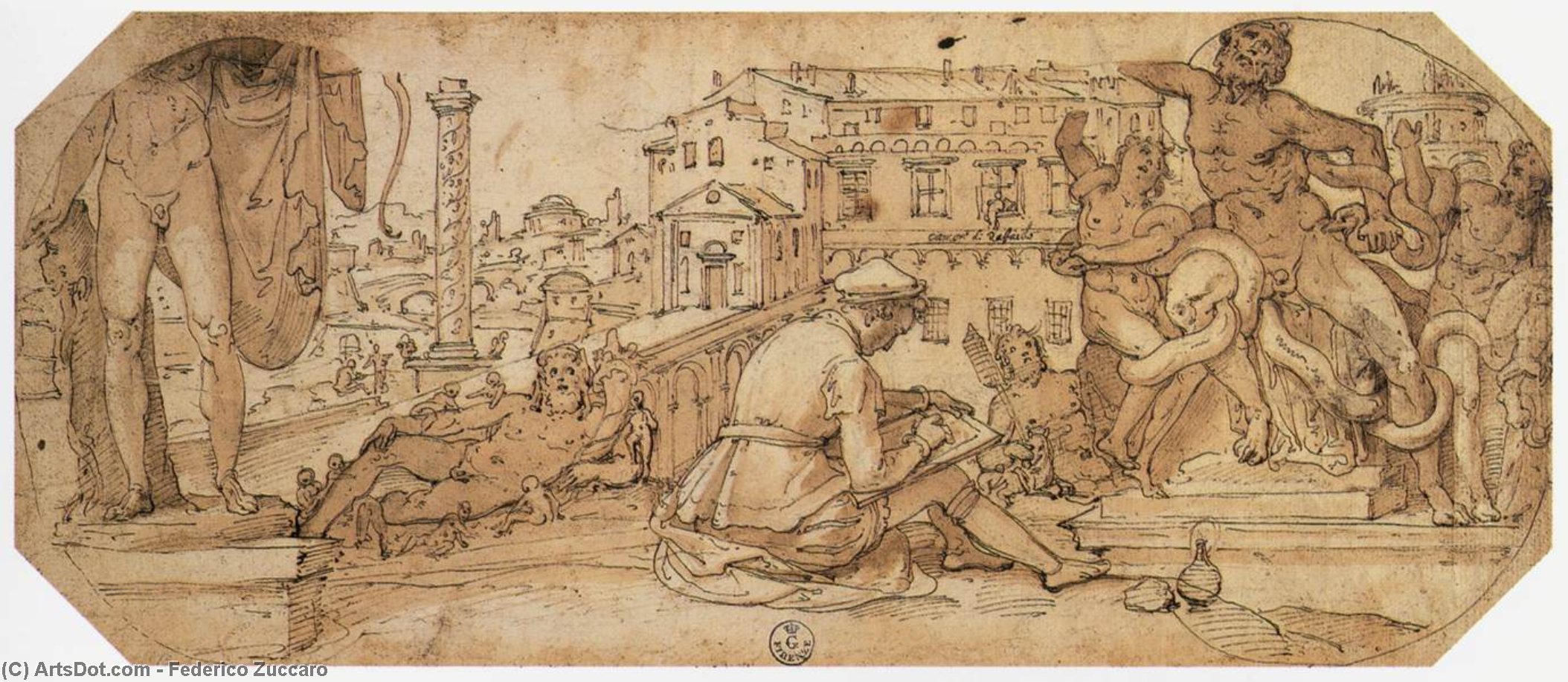 Taddeo Zuccaro Copying The Antique Statues In Rome — Federico Zuccaro