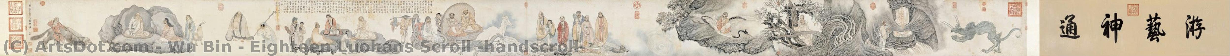 Eighteen Luohans Scroll (handscroll) — Wu Bin