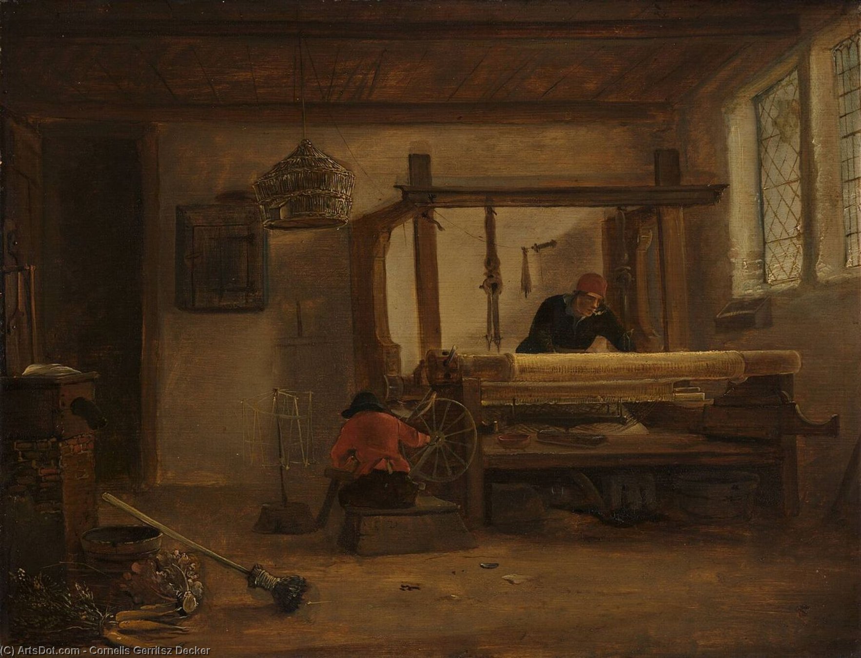 Cornelis Gerritsz Decker - A Weaver's Workshop.
