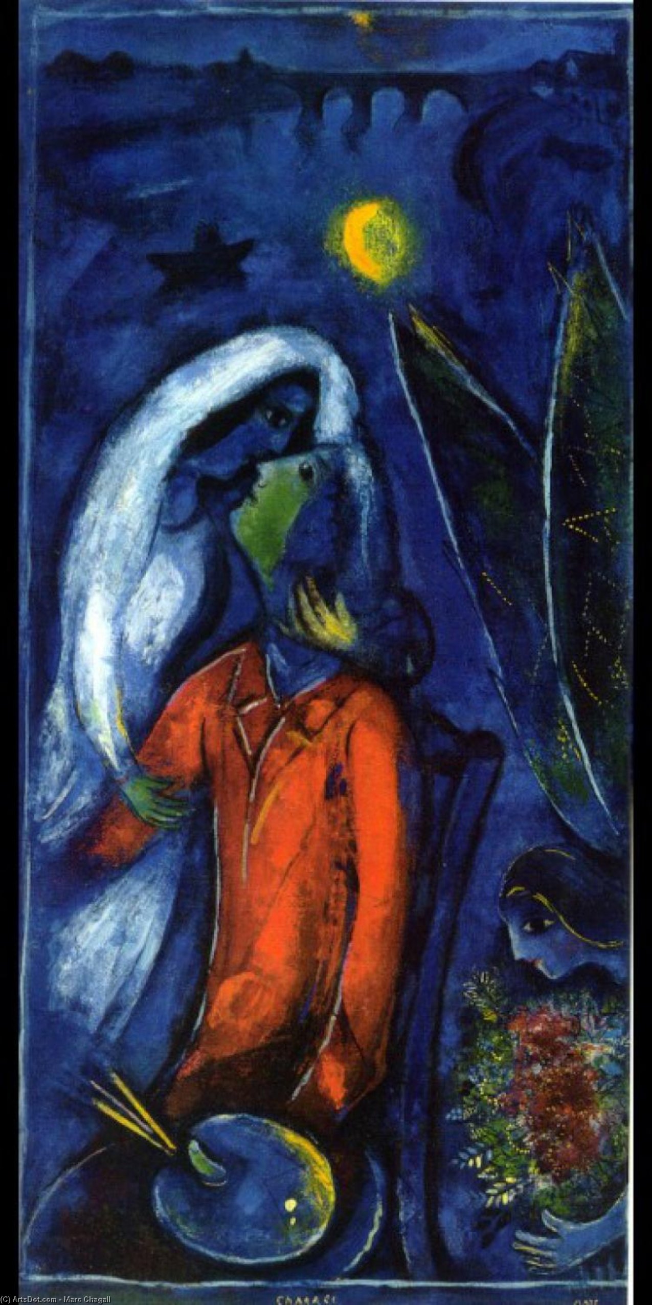 Lovers Near Bridge — Marc Chagall