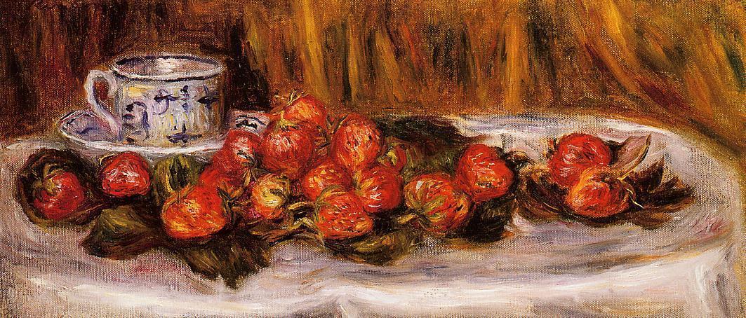Still Life With Strawberries 1 - Une Célébration De La Beauté Quotidienne : Exploration Du Tableau "still Life Avec Des Fraises" De Renoir — Pierre-auguste Renoir