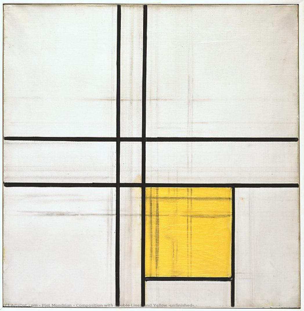 بييت موندريان - Composition with Double Lines and Yellow (unfinished)