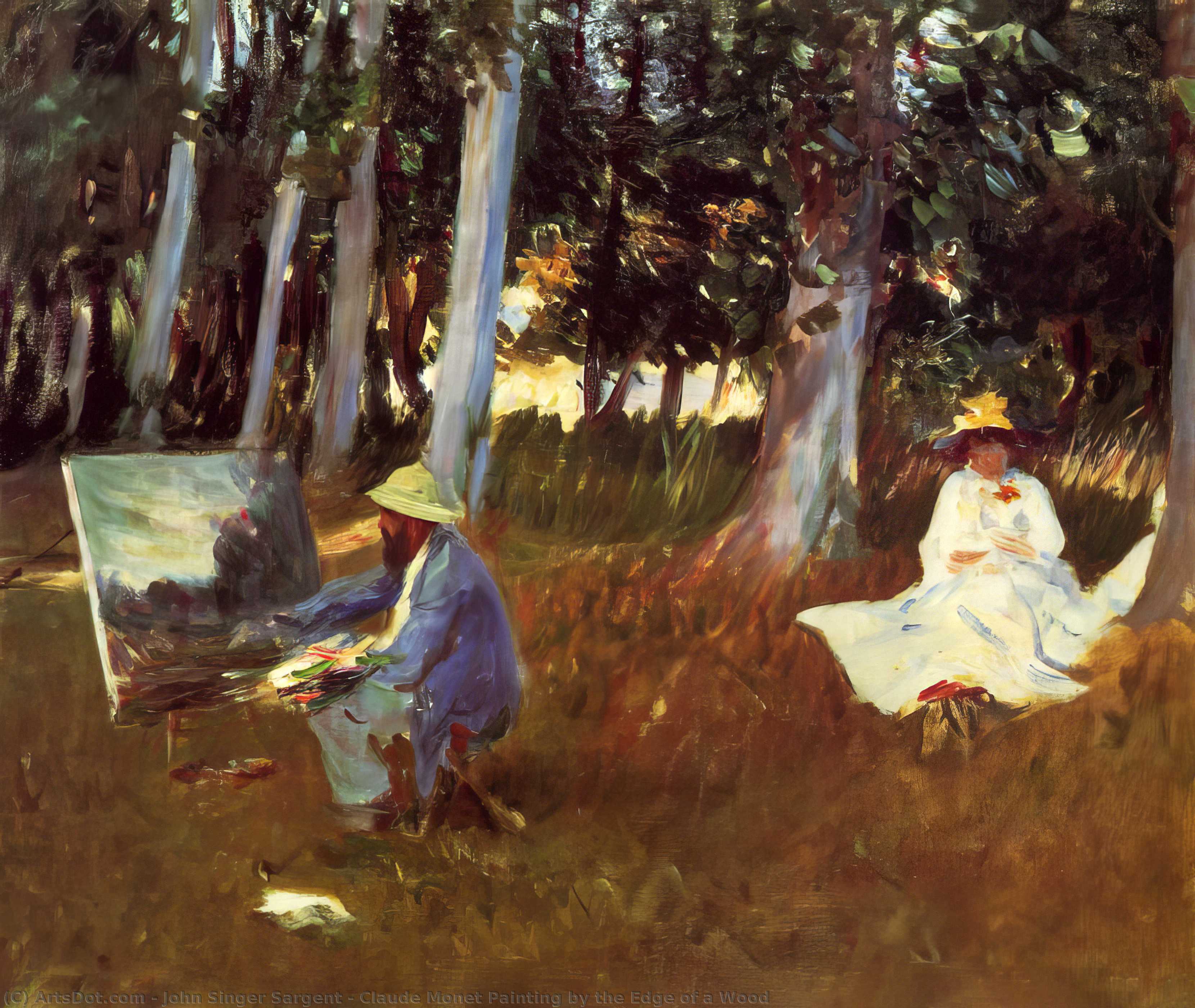 John Singer Sargent - Claude Monet målning vid trädkanten