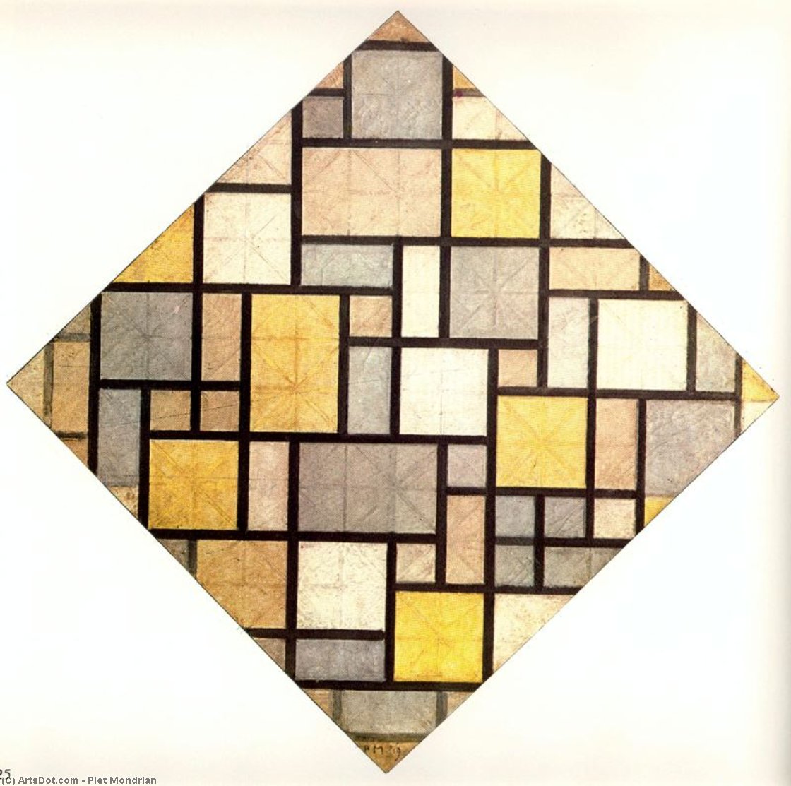 Piet Mondrian - Komposition. Lyse farver med grå lynx
