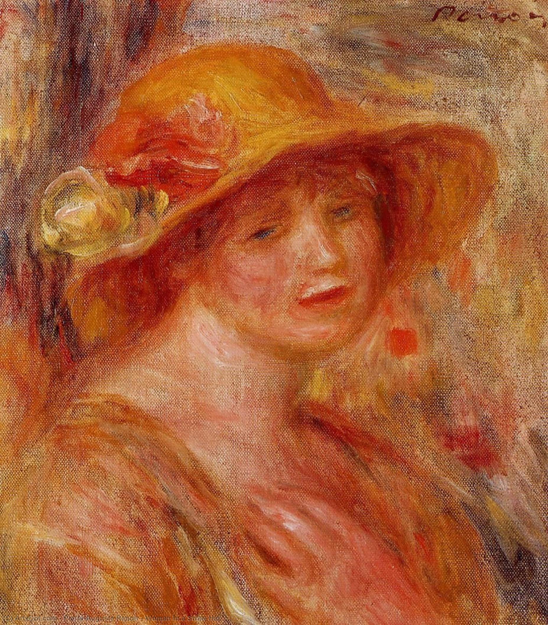 Woman In A Straw Hat - Жінка В Strohoed — П'єр-огюст Ренуар