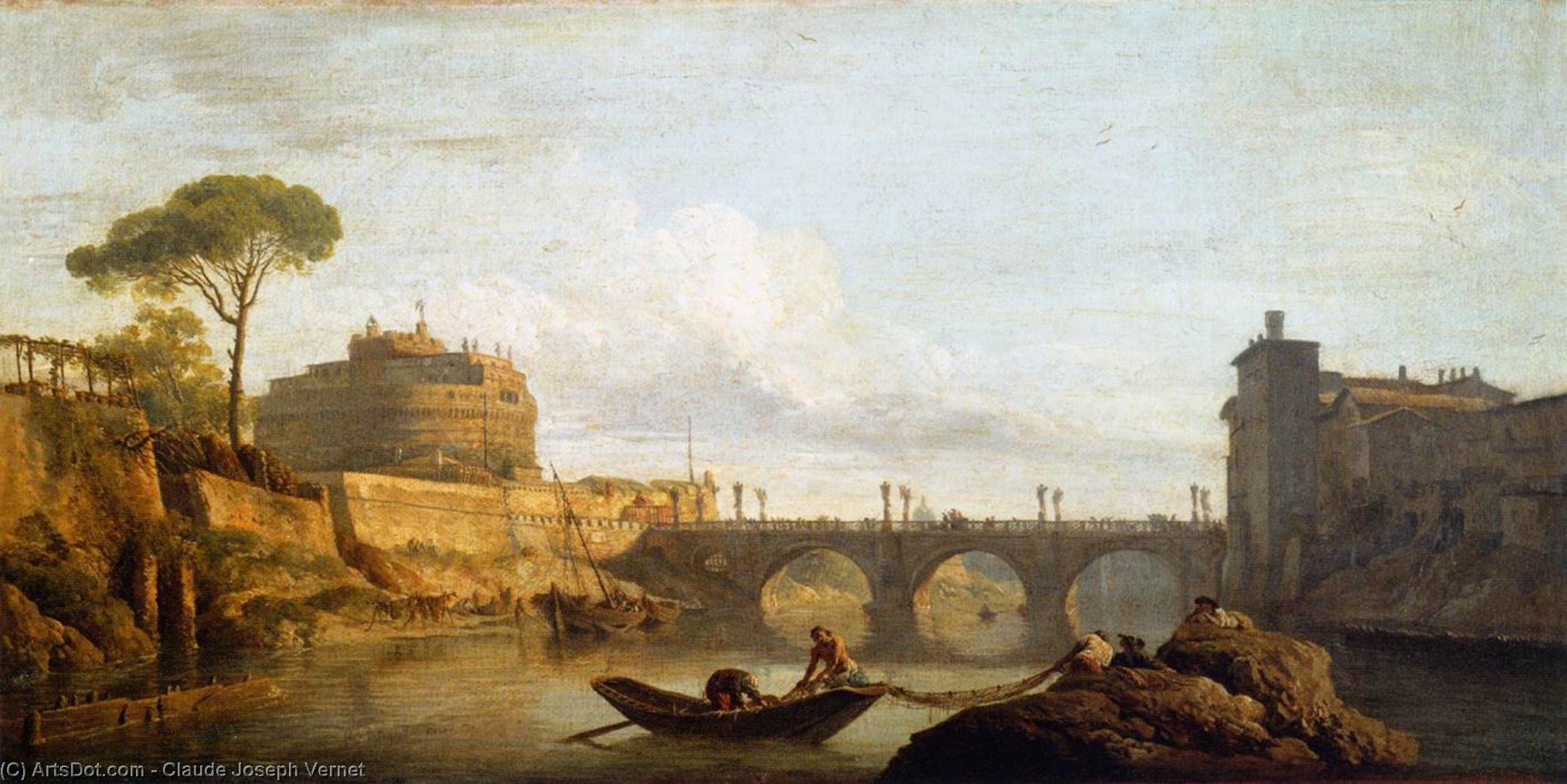 Die Brücke Und Das Castel Sant'angelo In Rom — Claude-joseph Vernet