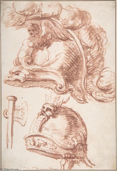 Two Studies Of Plumed Helmets — Hubert Robert