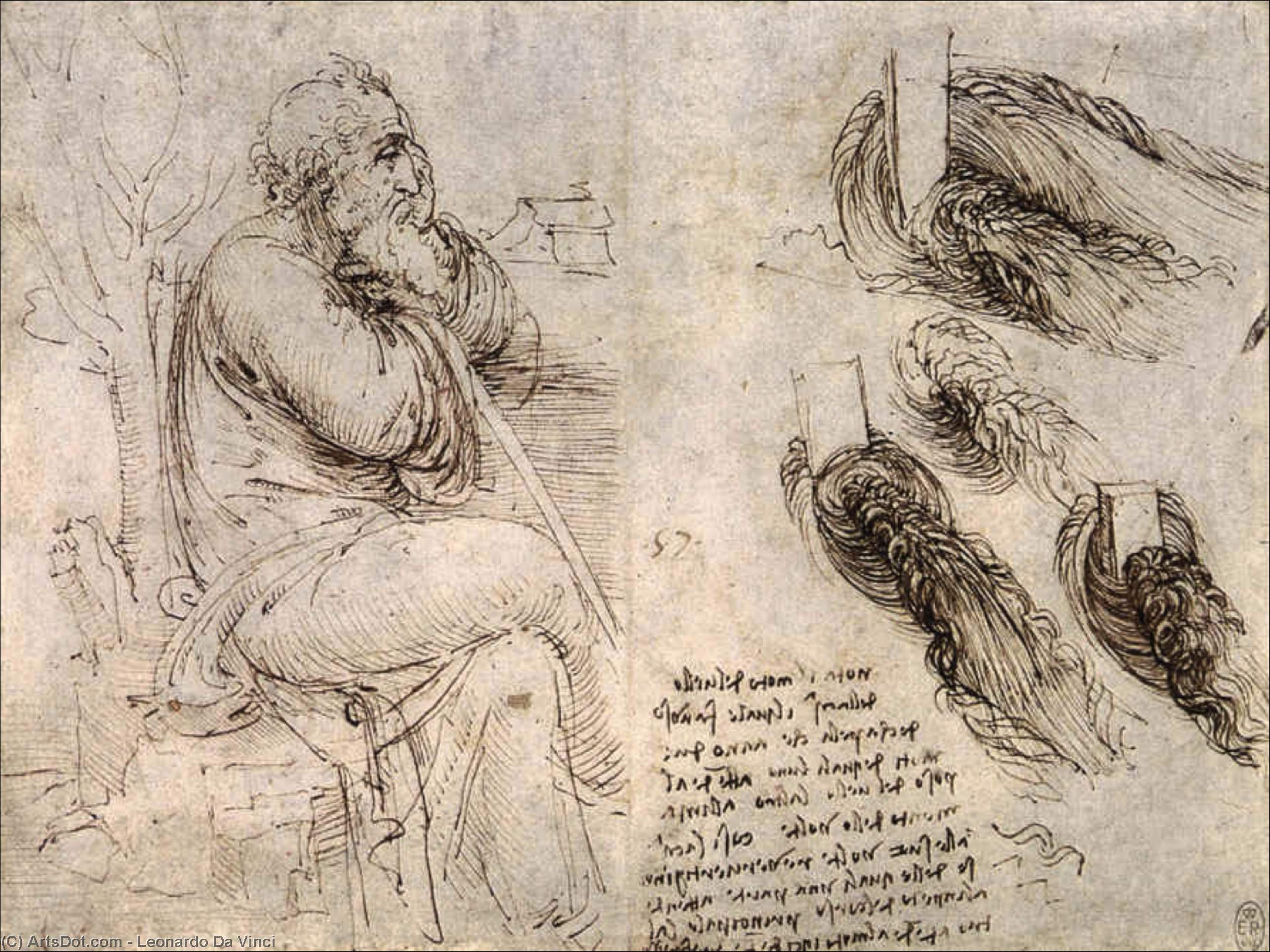 Leonardo da Vinci - Studie eines alten Mannes - Studie des Wassers