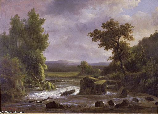 francois diday - Paysage Avec Riviere