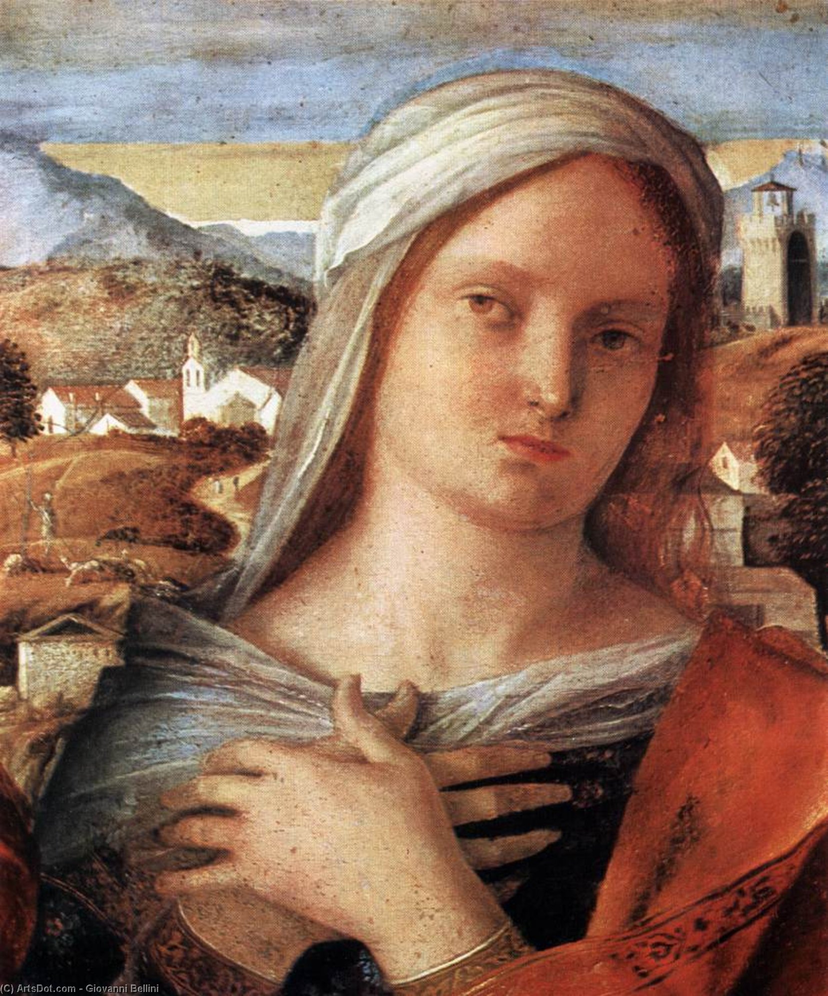 Madone À L'enfant Avec Saint Jean Le Baptiste Et Un Saint (détail) — Giovanni Bellini (giambellino)