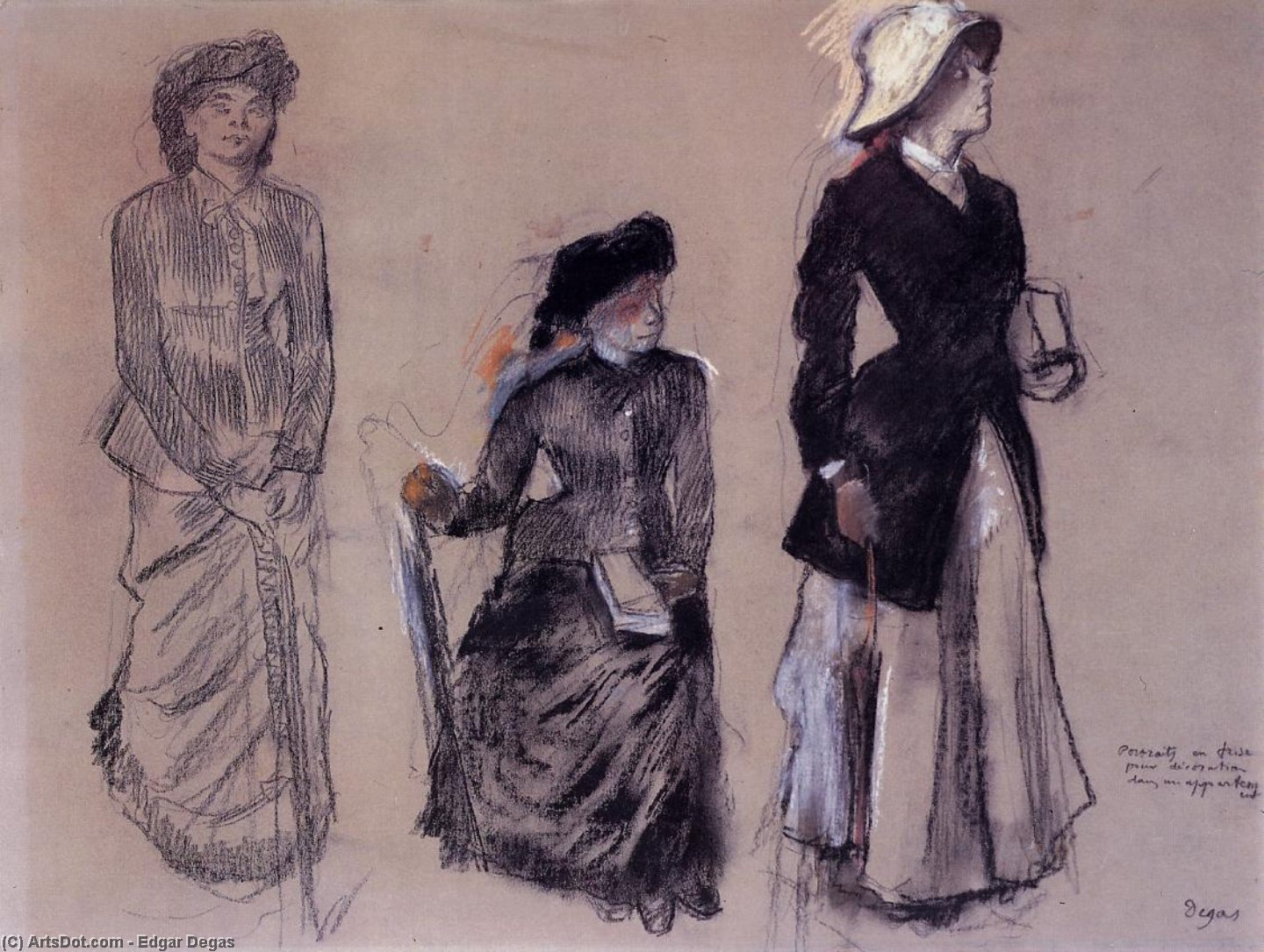 Project For Portraits In A Frieze - Three Women — Hilaire-germain-edgar Degas