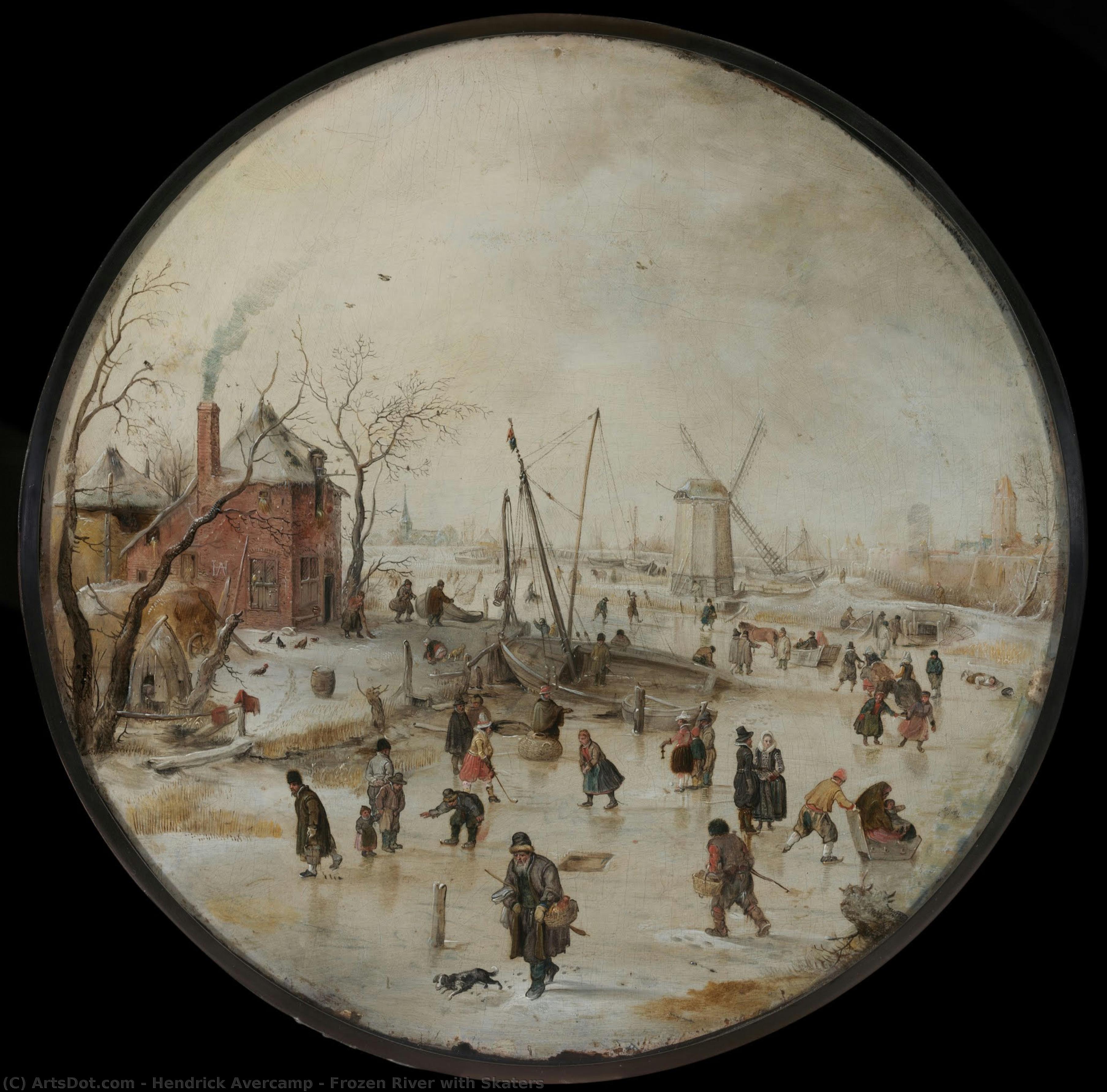 Генрик Аверкамп - Frozen River with Skaters