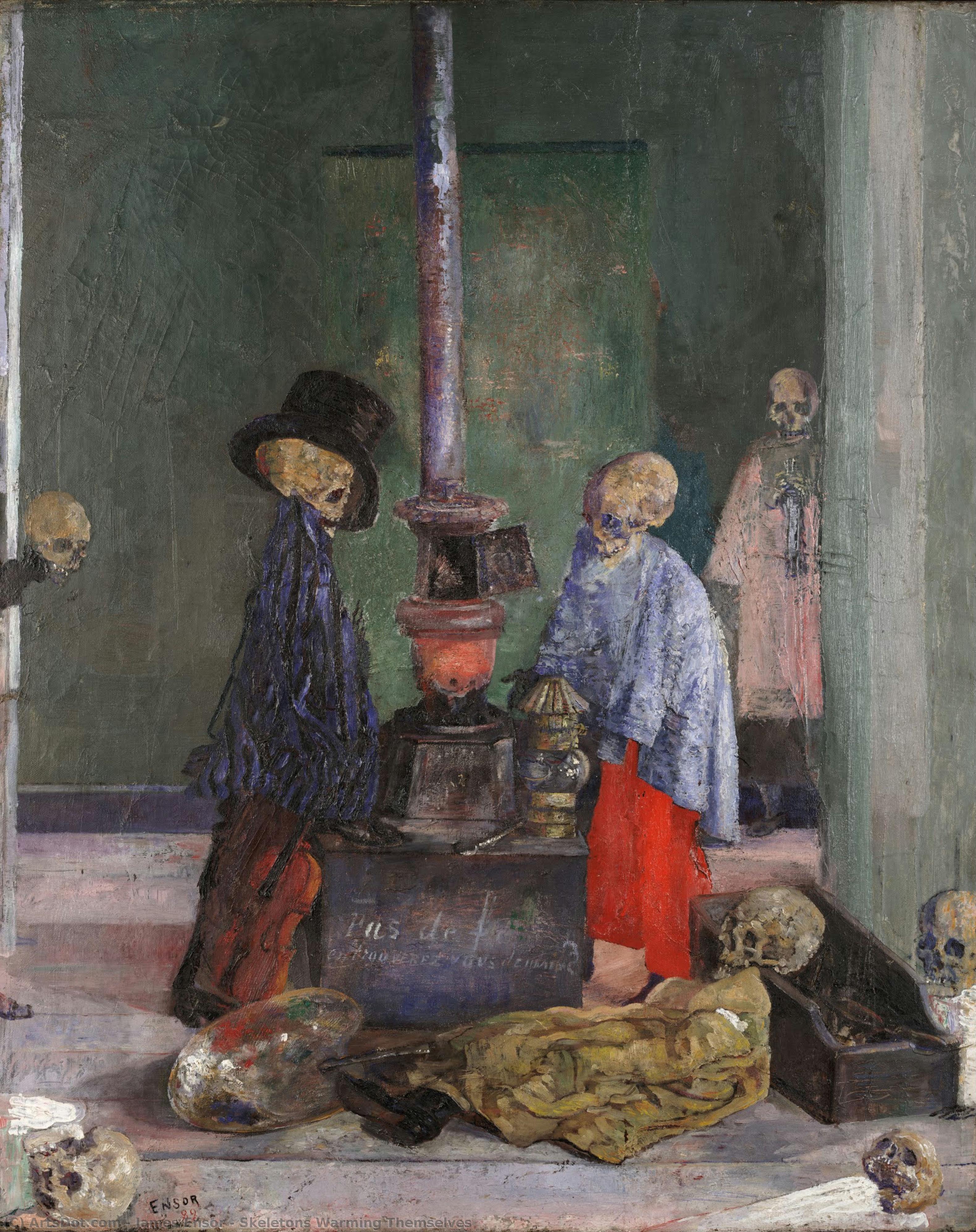 James Ensor - Skeletons Warming Themselves