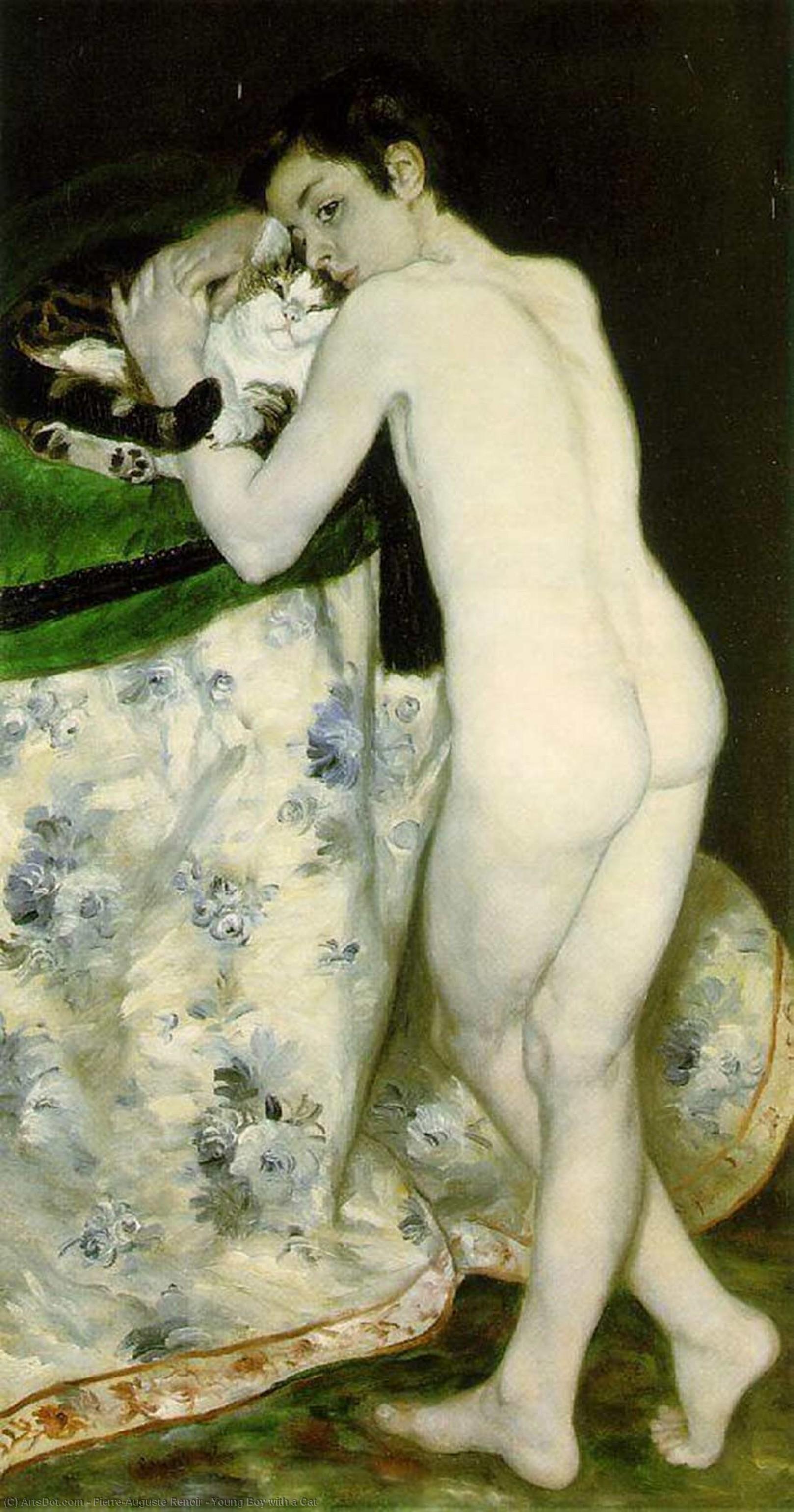 Young Boy With A Cat — Pierre-auguste Renoir