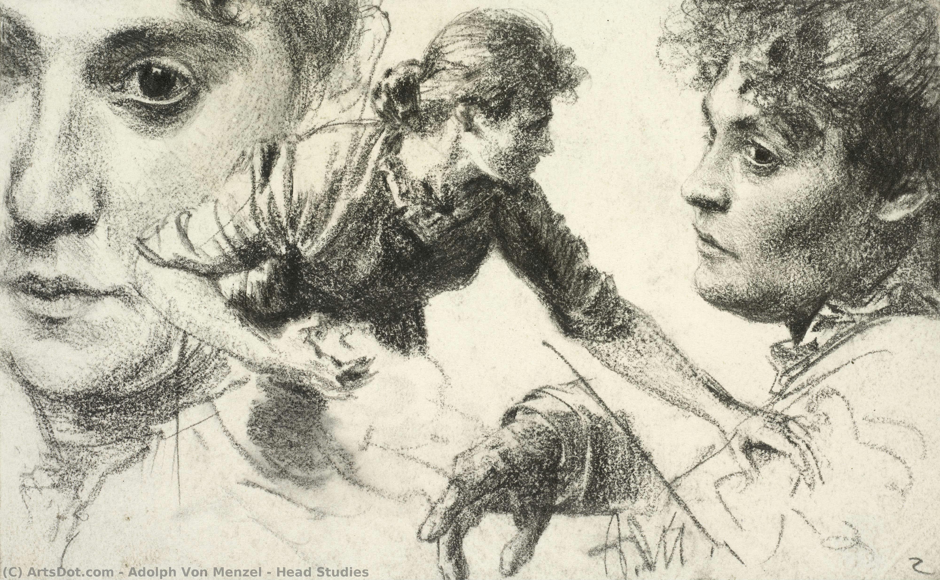 Studi Di Teste — Adolph Von Menzel