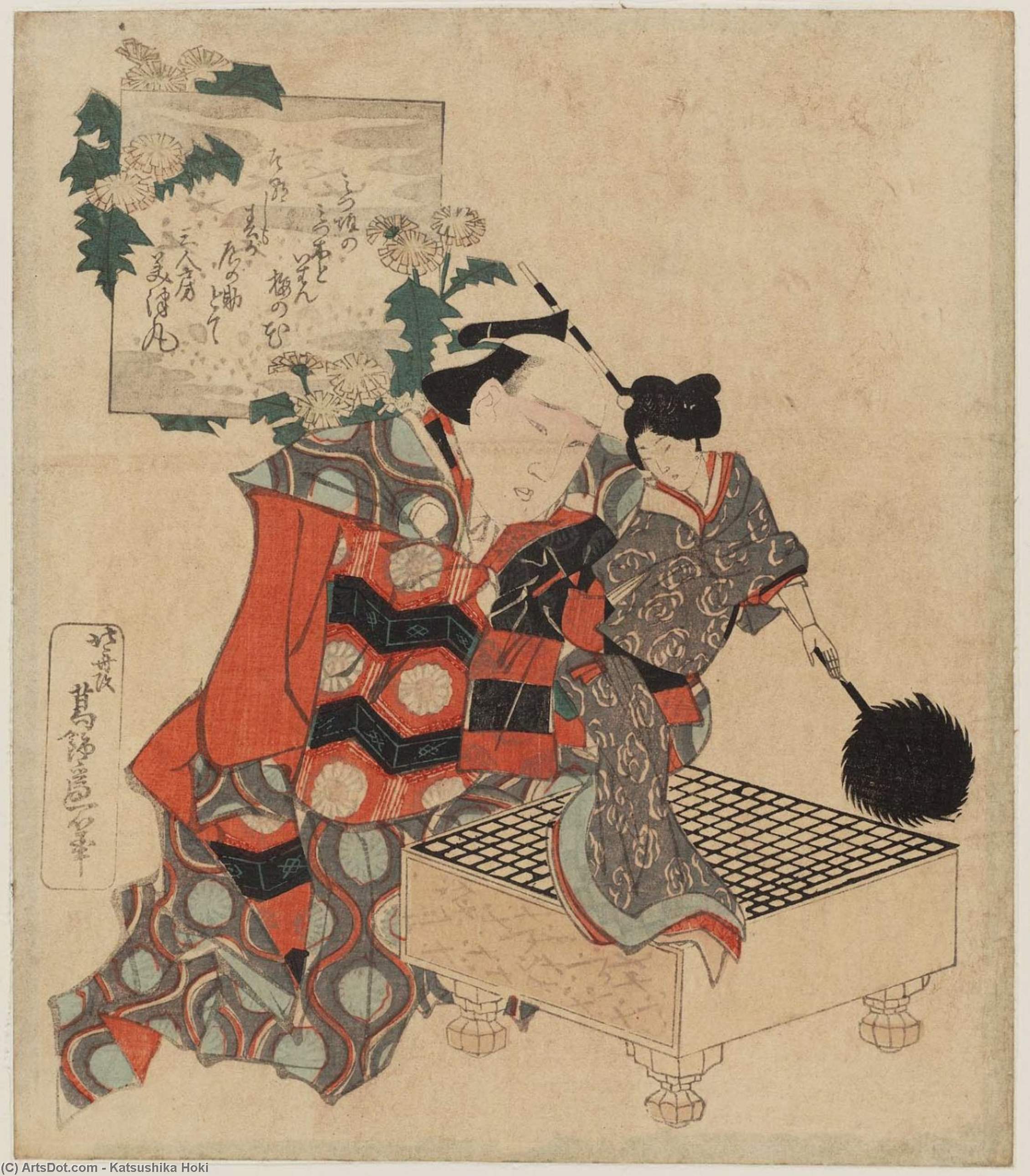 Puppeteer With Puppet Of A Female Feathered-lance Bearer — Hokusai Katsushika