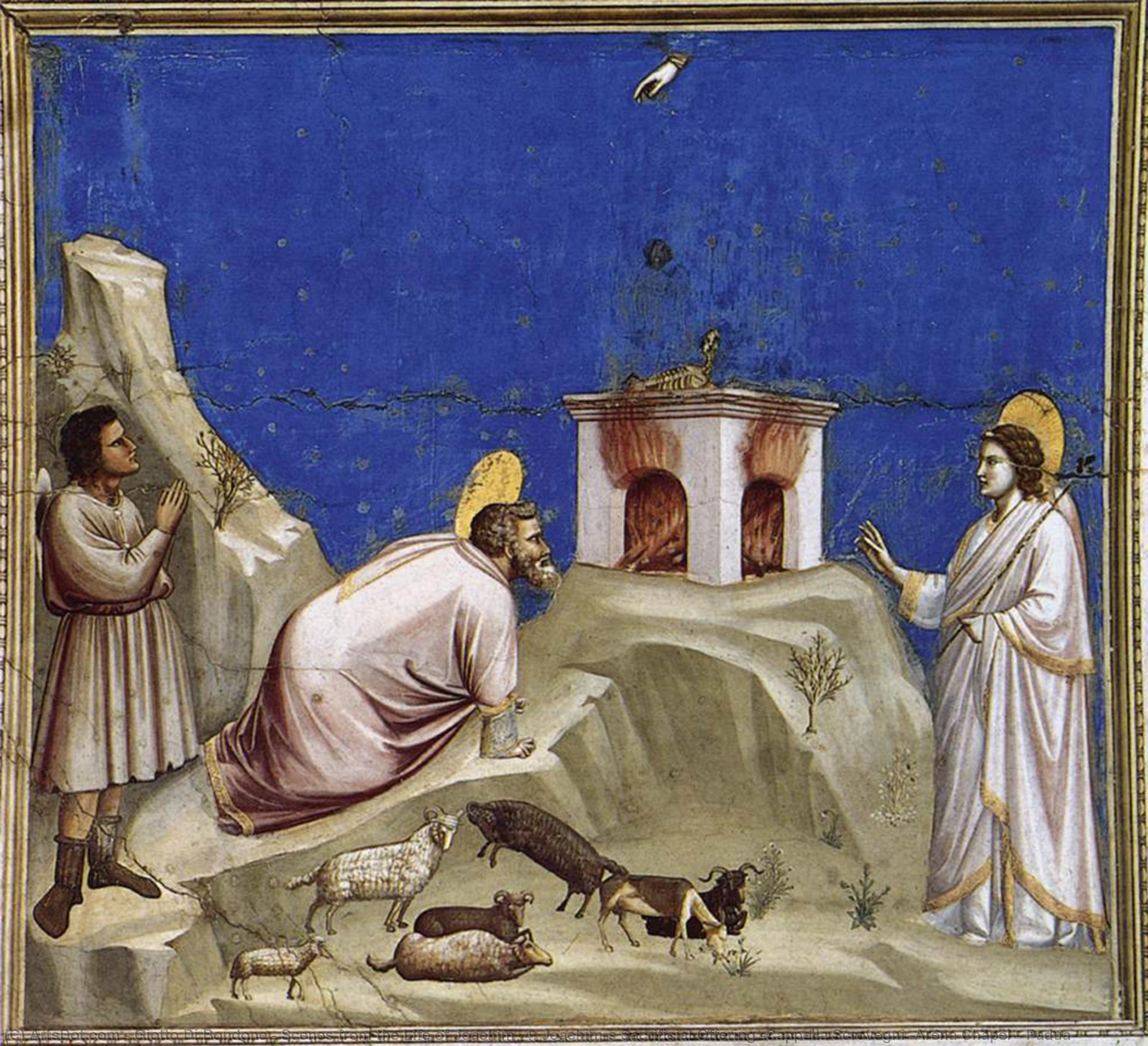 Scenes From The Life Of Joachim: 4. Joachim's Sacrificial Offering (cappella Scrovegni (arena Chapel), Padua) — Giotto Di Bondone, Acrylic, Proto-renaissance