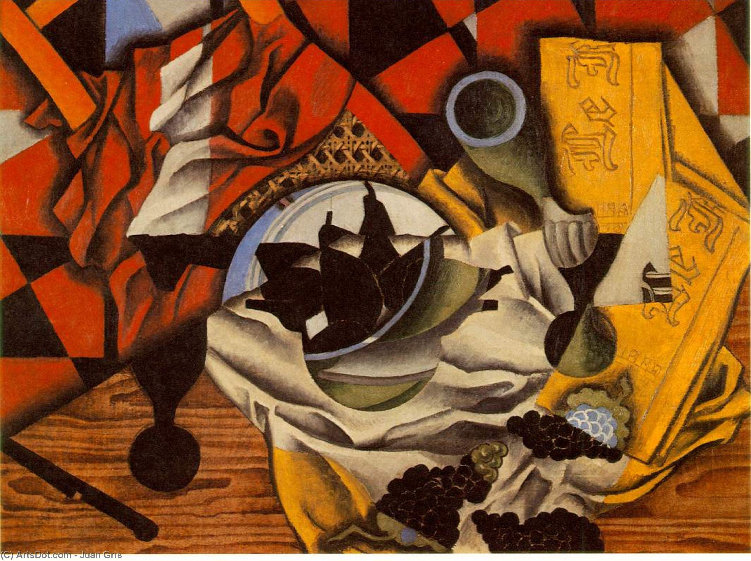 Juan Gris - Duraznos y uvas sobre una mesa
