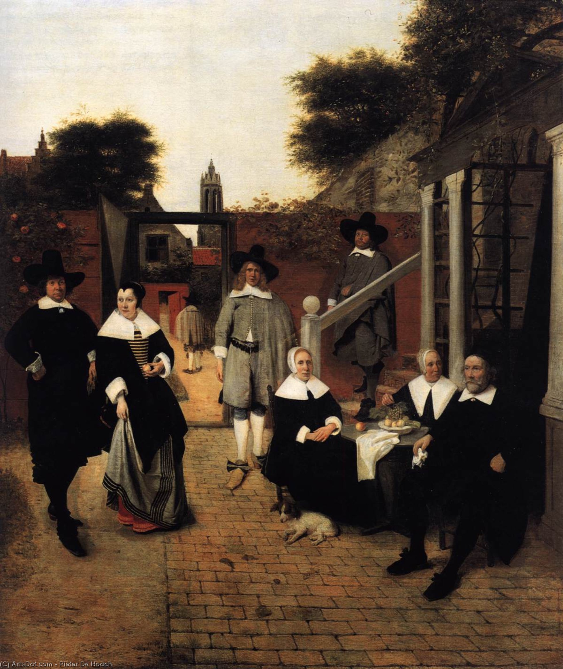 Portrait Of A Family In A Courrtyard In Delft — Pieter De Hooch