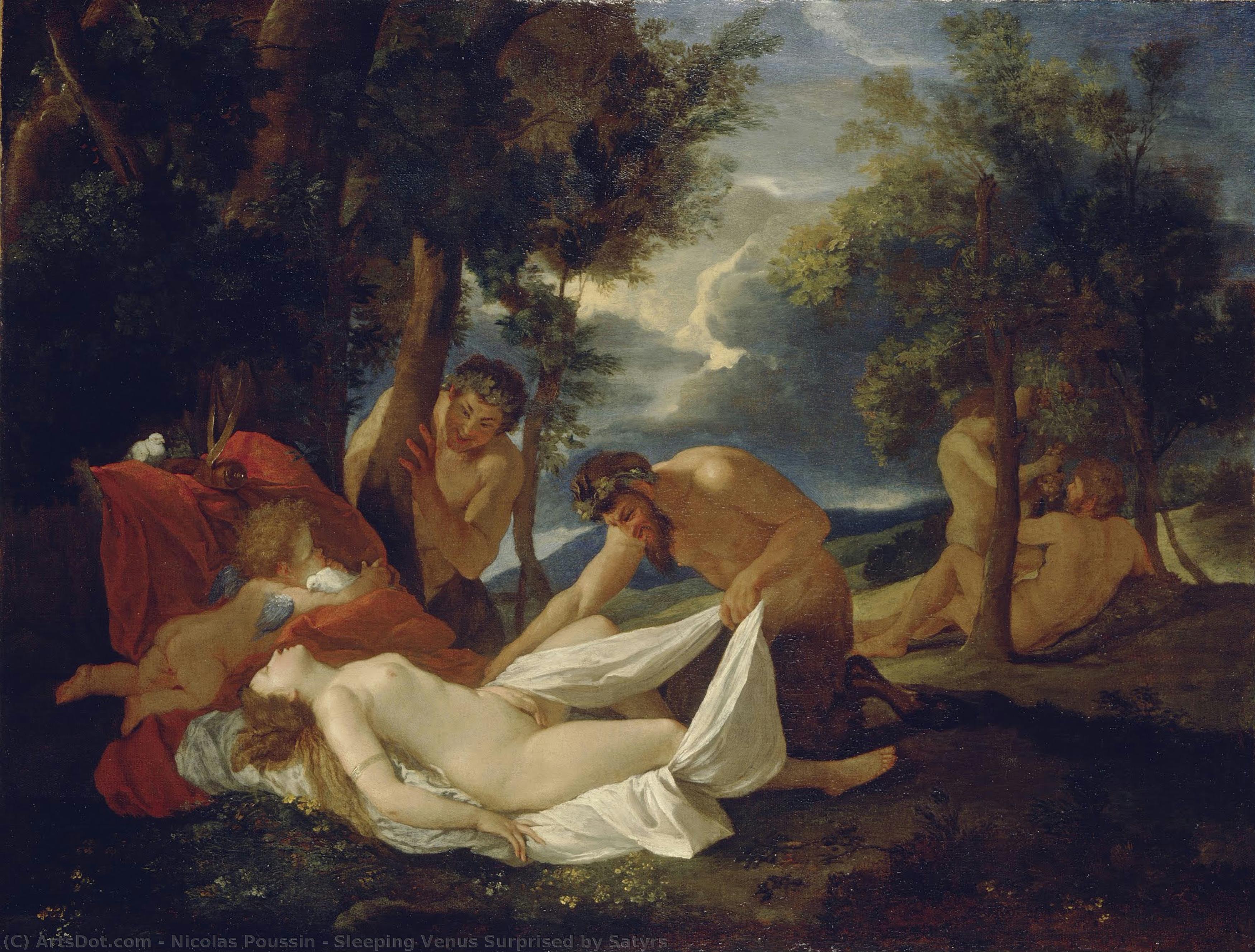 Nikolás Poussin - Sleeping Venus Surprised by Satyrs