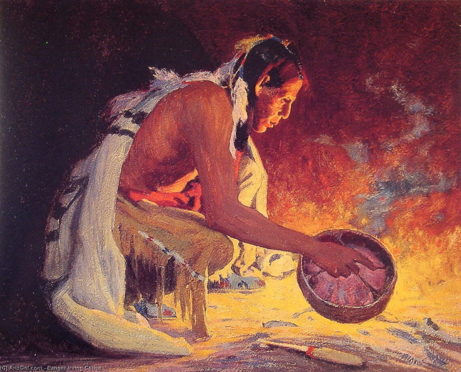 Indian By Firelight — Eanger Irving Couse
