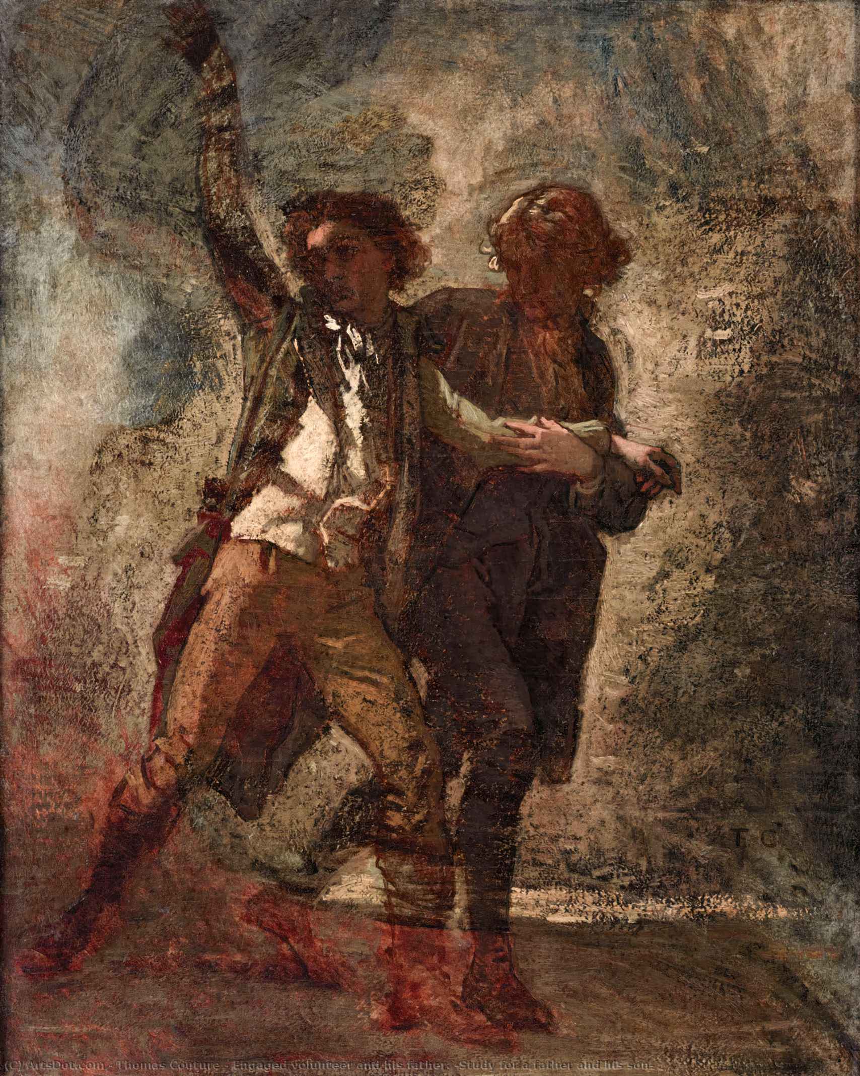 Engageret Frivillig Og Hans Far. (studie Til En Far Og Søn) — Thomas Couture