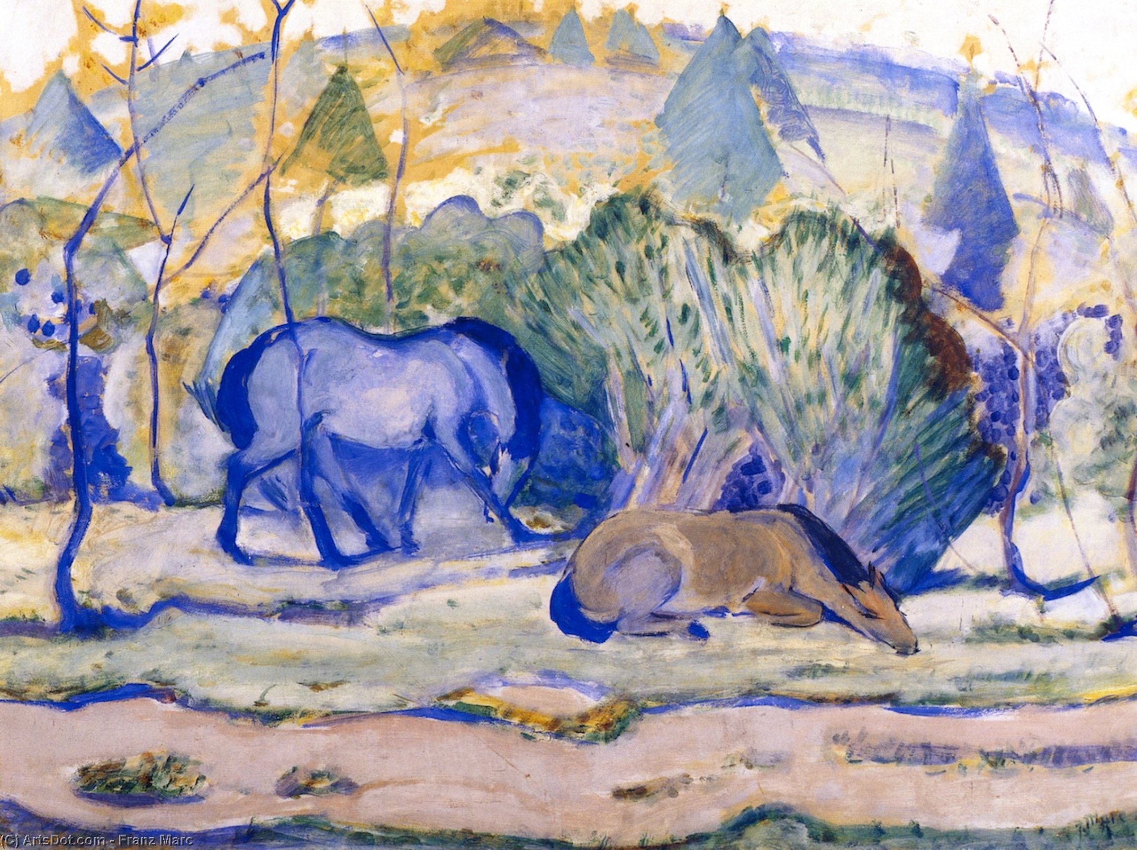 Horses At Pasture (also Known As Horses In A Landscape) — Franz Marc