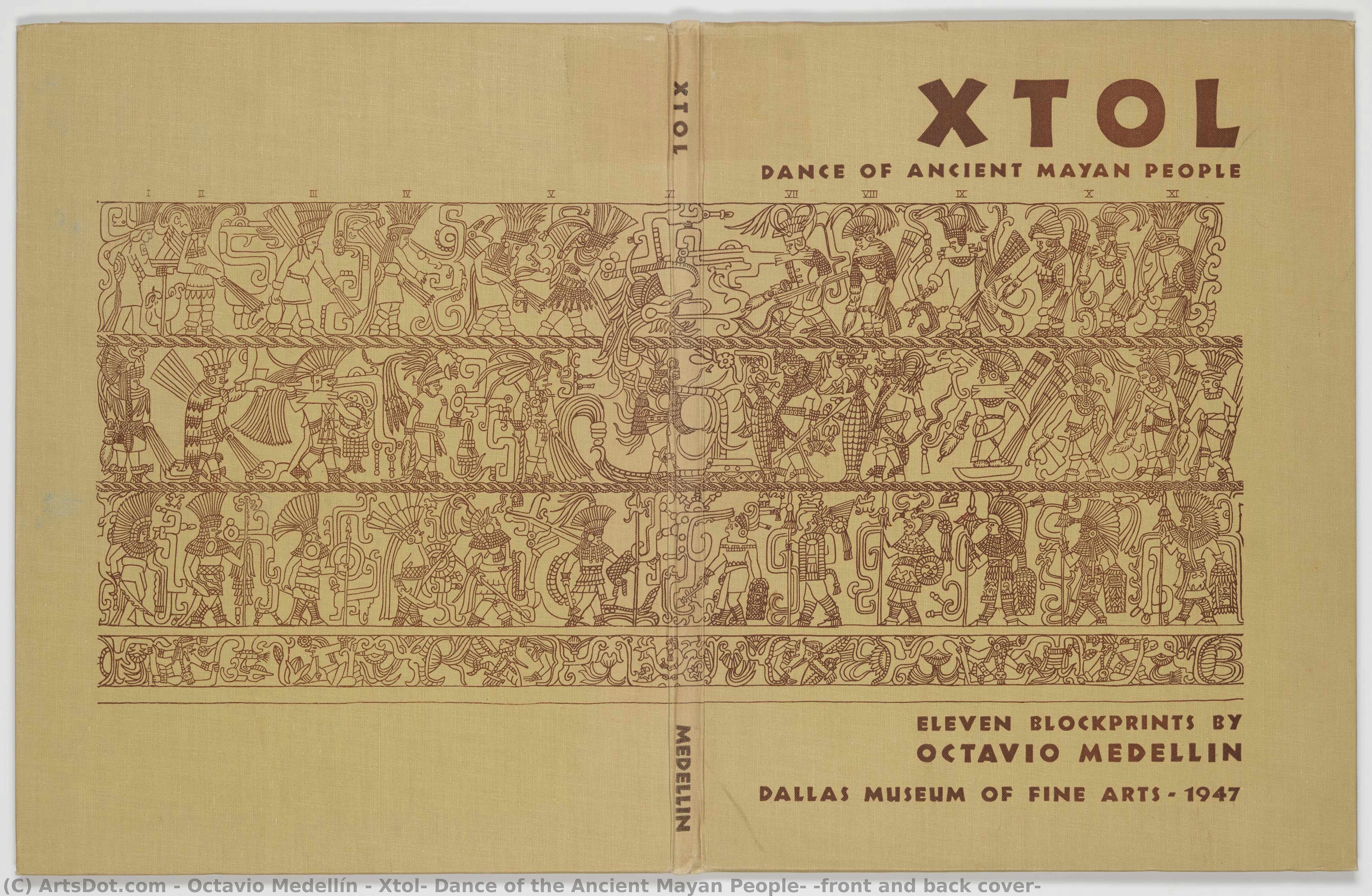 Xtol: Dance Of The Ancient Mayan People, [front And Back Cover] — Octavio Medellín, Painting, Mexican Muralism