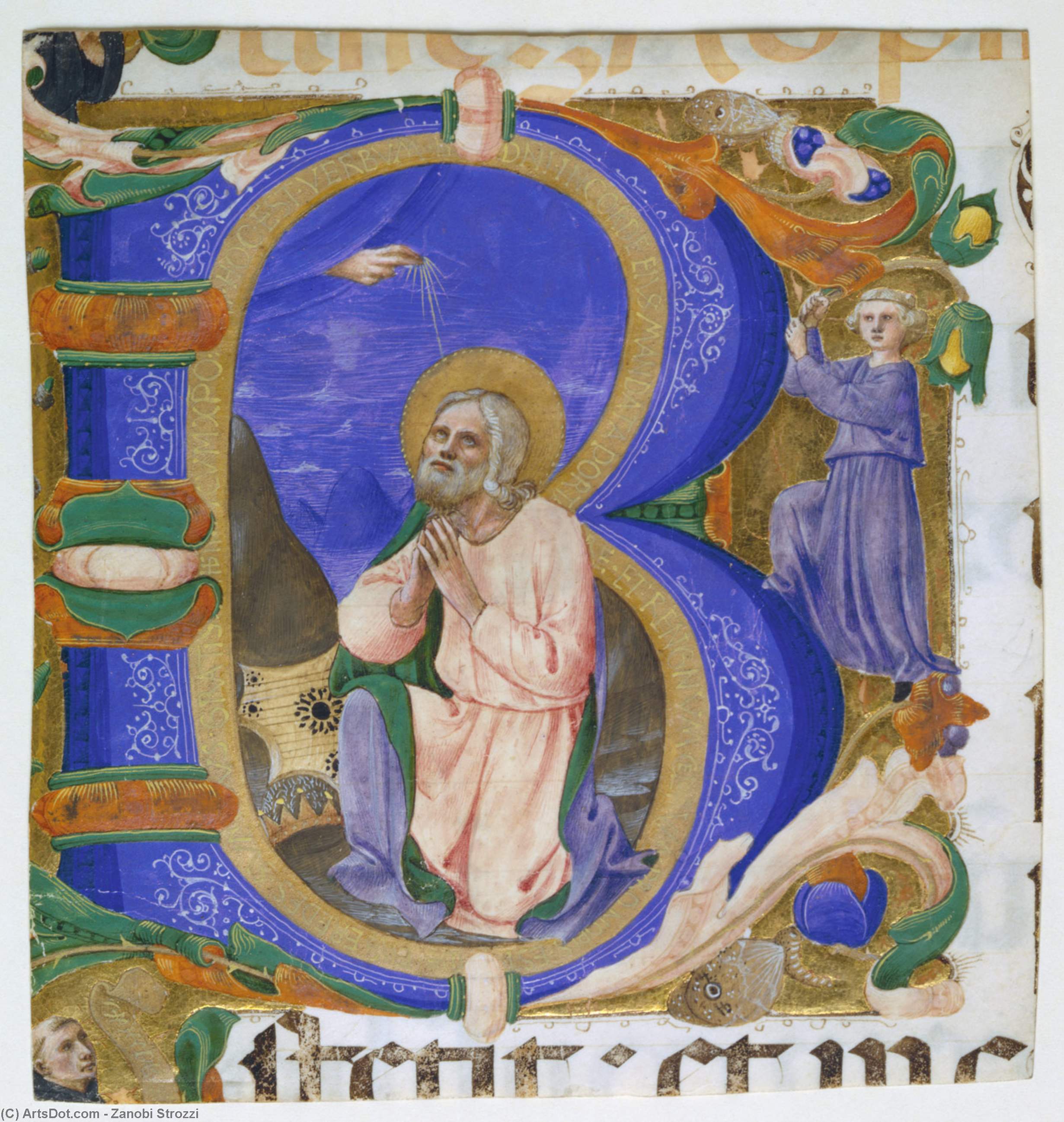 Initial B With David In Prayer — Zanobi Strozzi