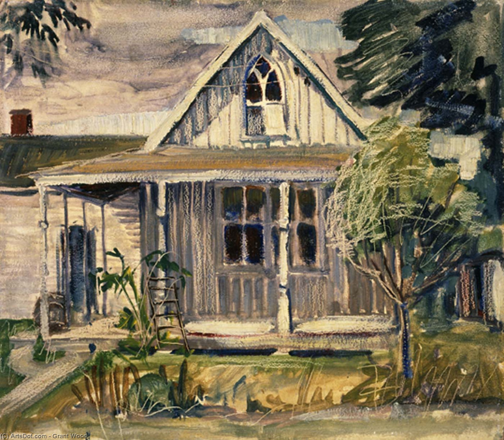 Croquis De Maison Dans L'american Gothic — Grant Wood