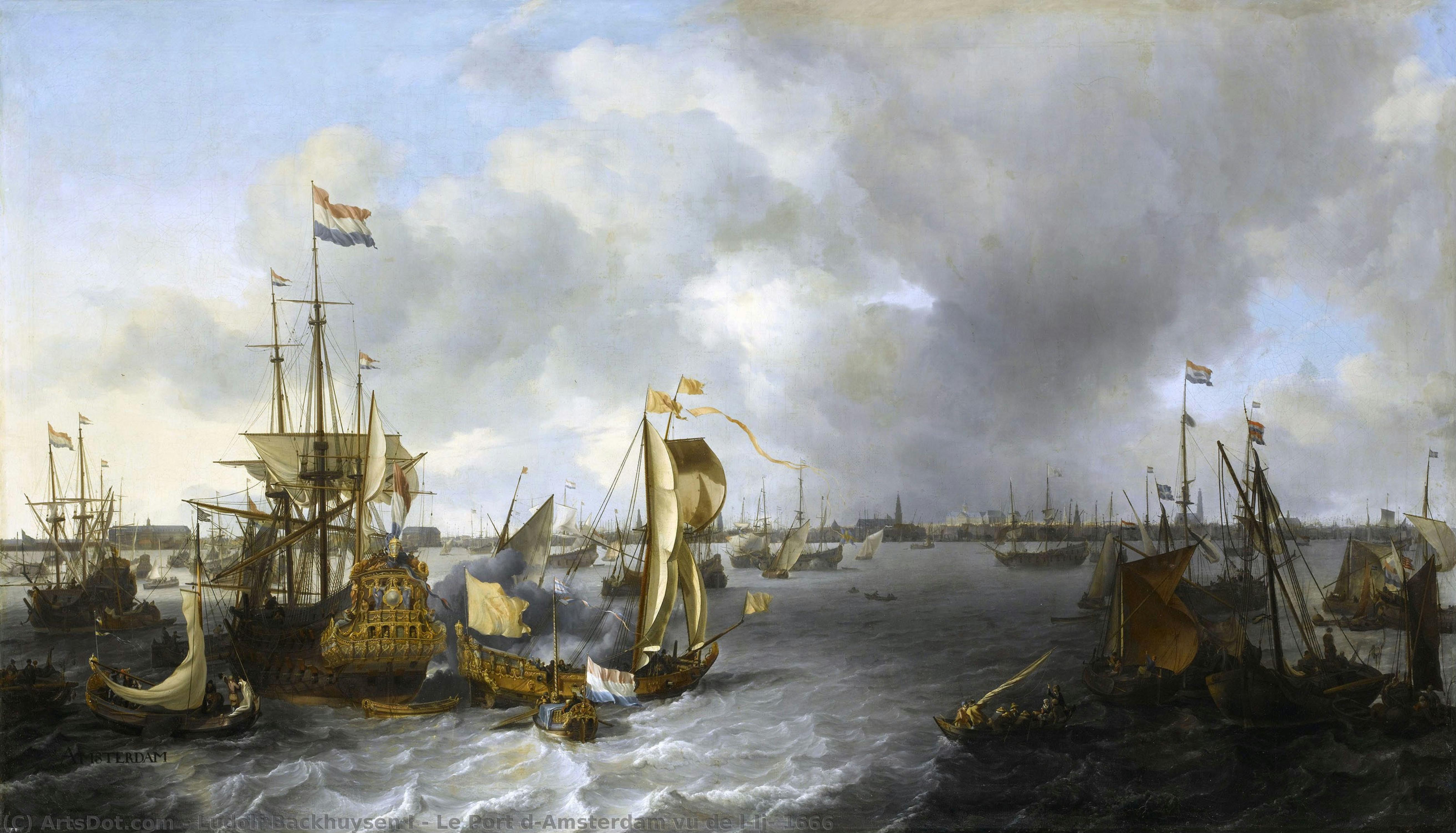 Le Port D’amsterdam Vu De L’ij, 1666 — Ludolf Backhuysen