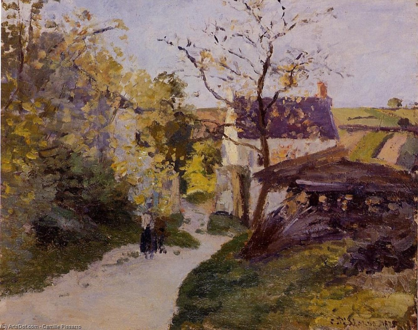 Den Store Valnøttetræet Ved Hermitage — Camille Pissarro