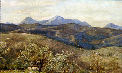 Spring Landscape With A Distant — Giovanni Costa