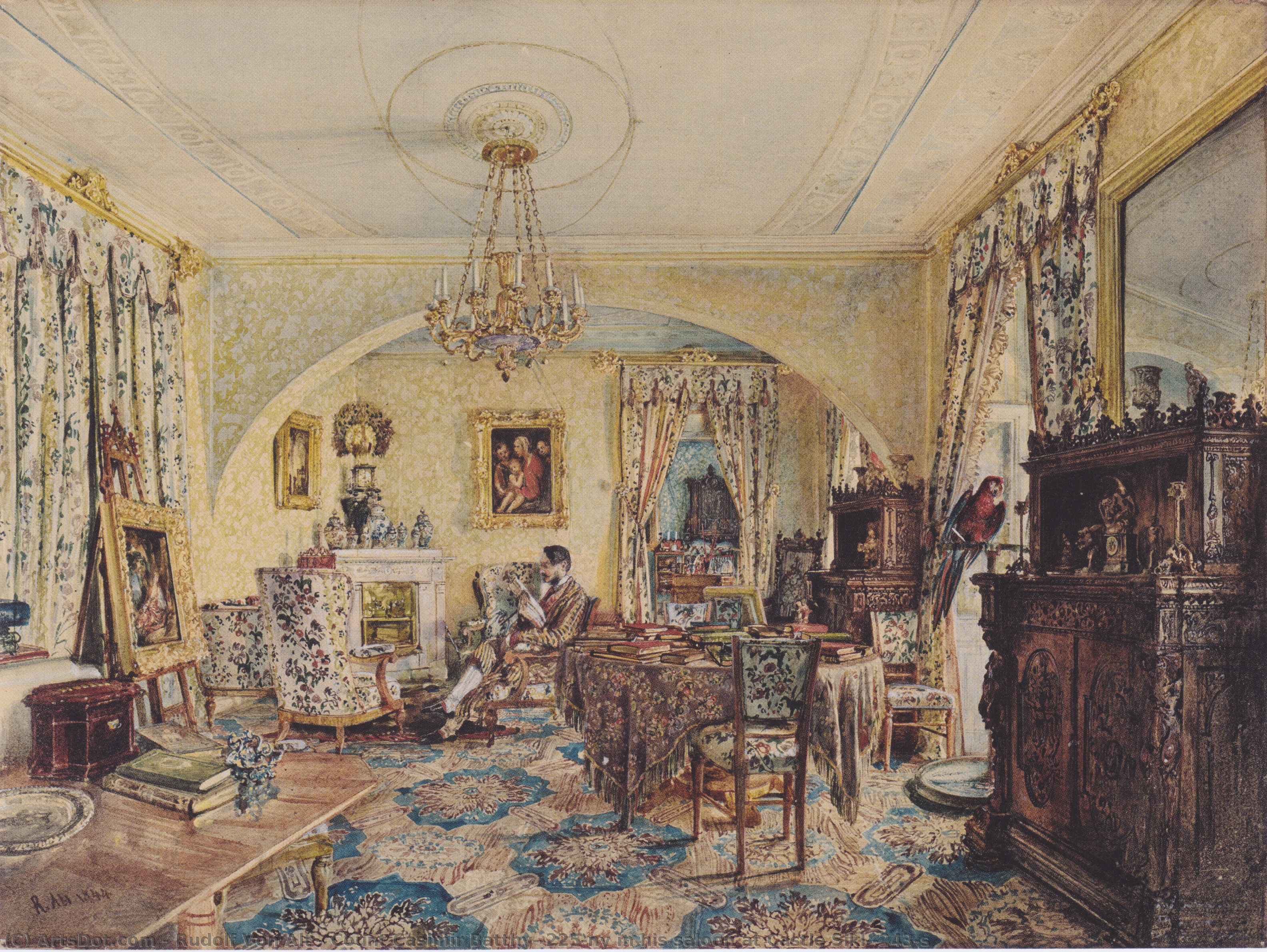 Rudolf Von Alt - Count Casimir Batthyány in his saloon at Castle Siklós