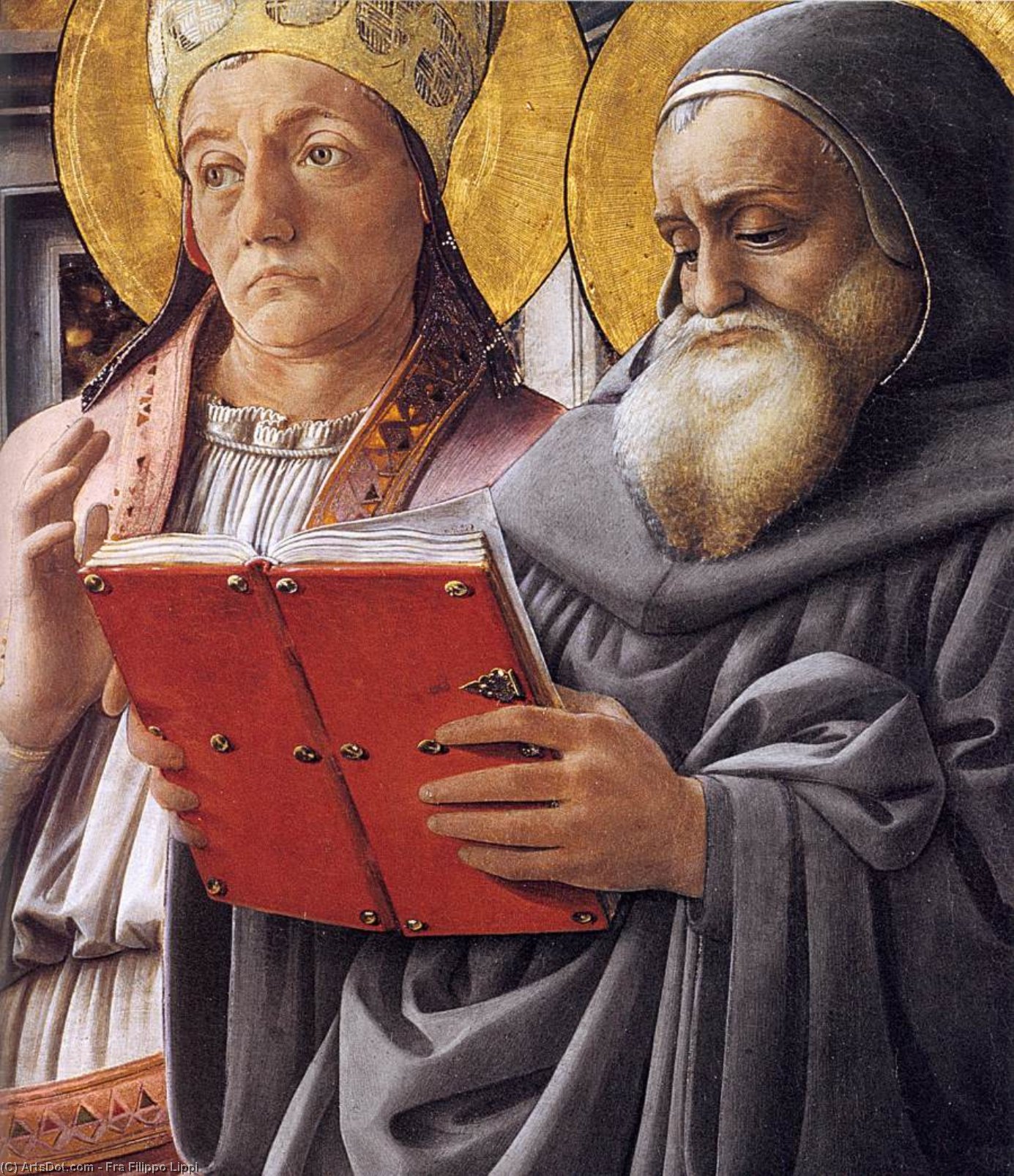 Sts Gregory I Jeremej (detalj) — Filippo Lippi