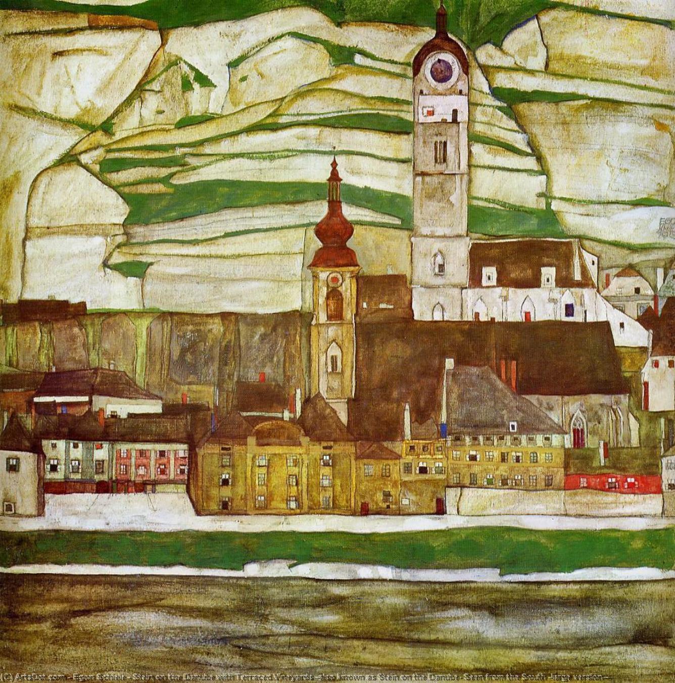 एगॉन शील - Stein on the Danube with Terraced Vineyards
