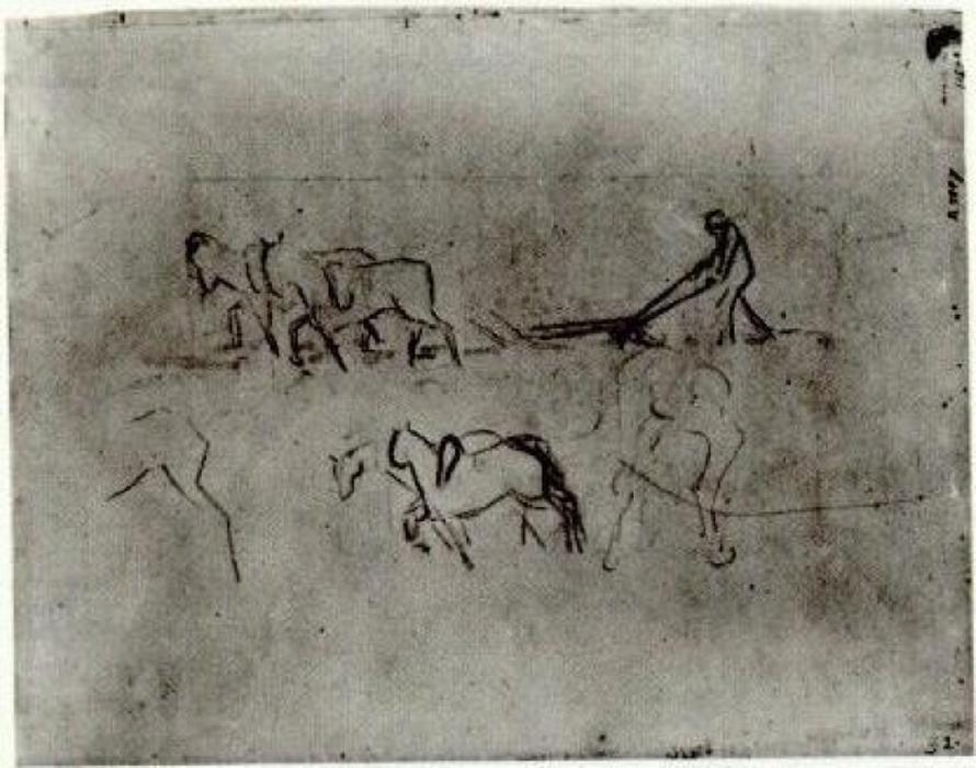 Sketches Of Peasant Plowing With Horses — Vincent Willem Van Gogh