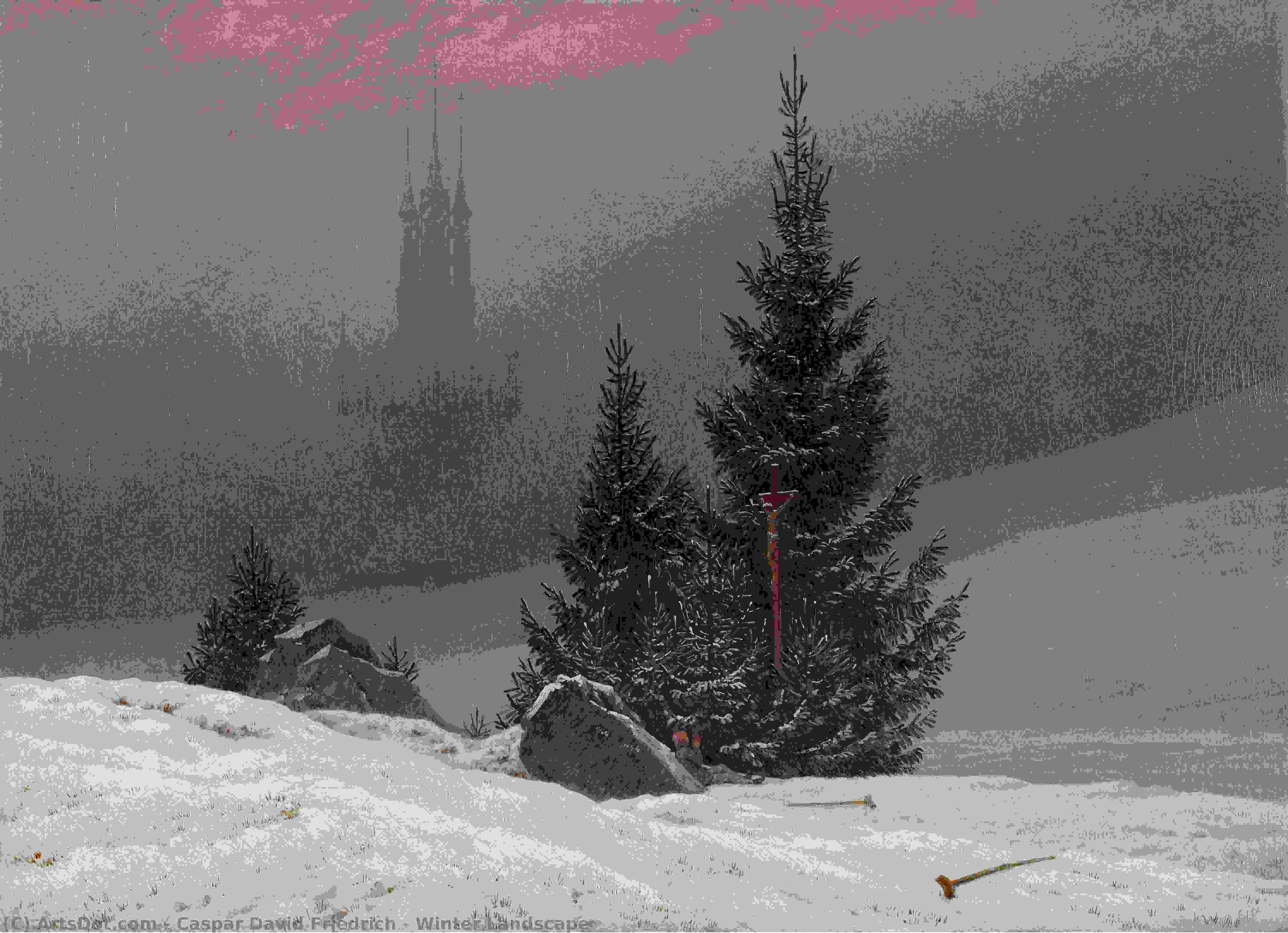 Experience Caspar David Friedrich’s ‘winter Landscape’ (1811). A Serene Digital Pixel Art Masterpiece Evoking Romanticism's Beauty & Melancholy. Perfect For Art Lovers & Collectors. Winter Landscape Artworks_database /en/art/caspar-david-friedrich-wint — كاسبار دافيد فريدريش