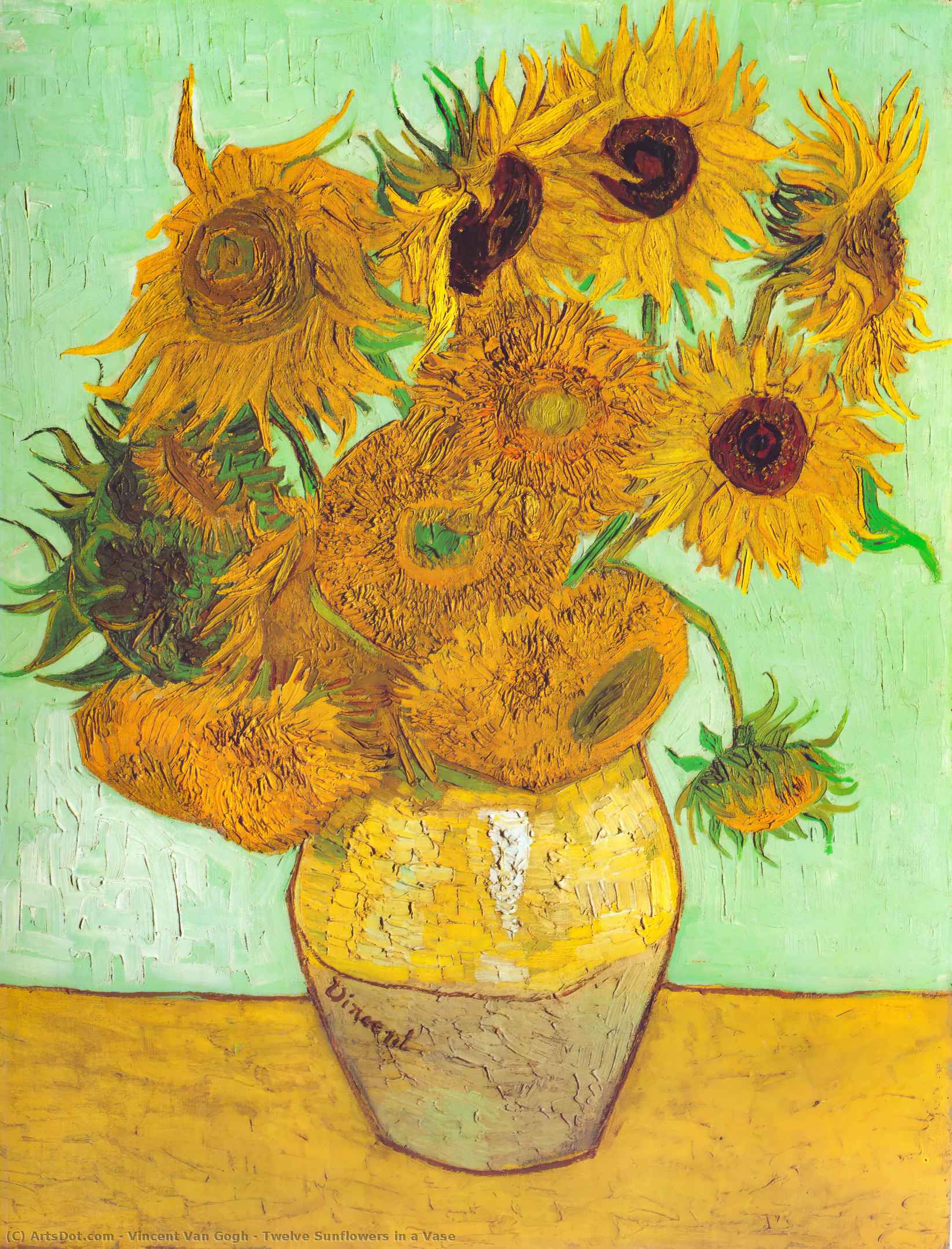 vincent willem van gogh - Zwölf Sonnenblumen in einer Vase