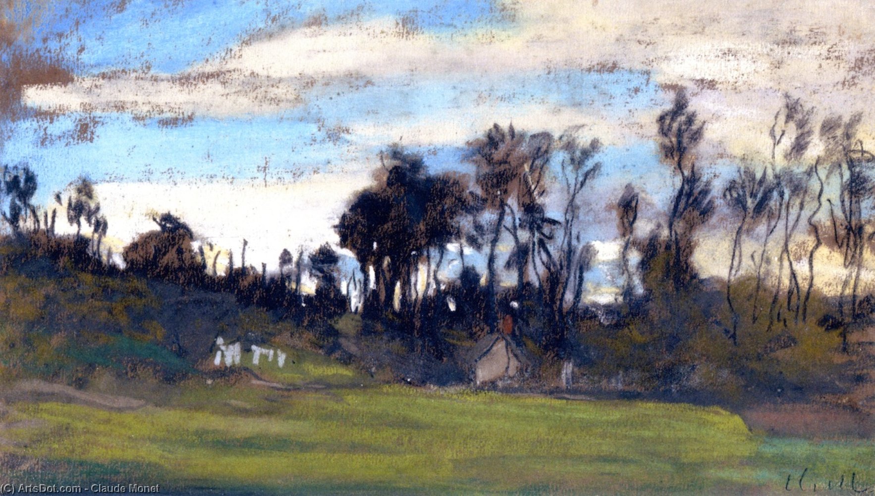 The Meadow Lined With Trees — Claude Monet