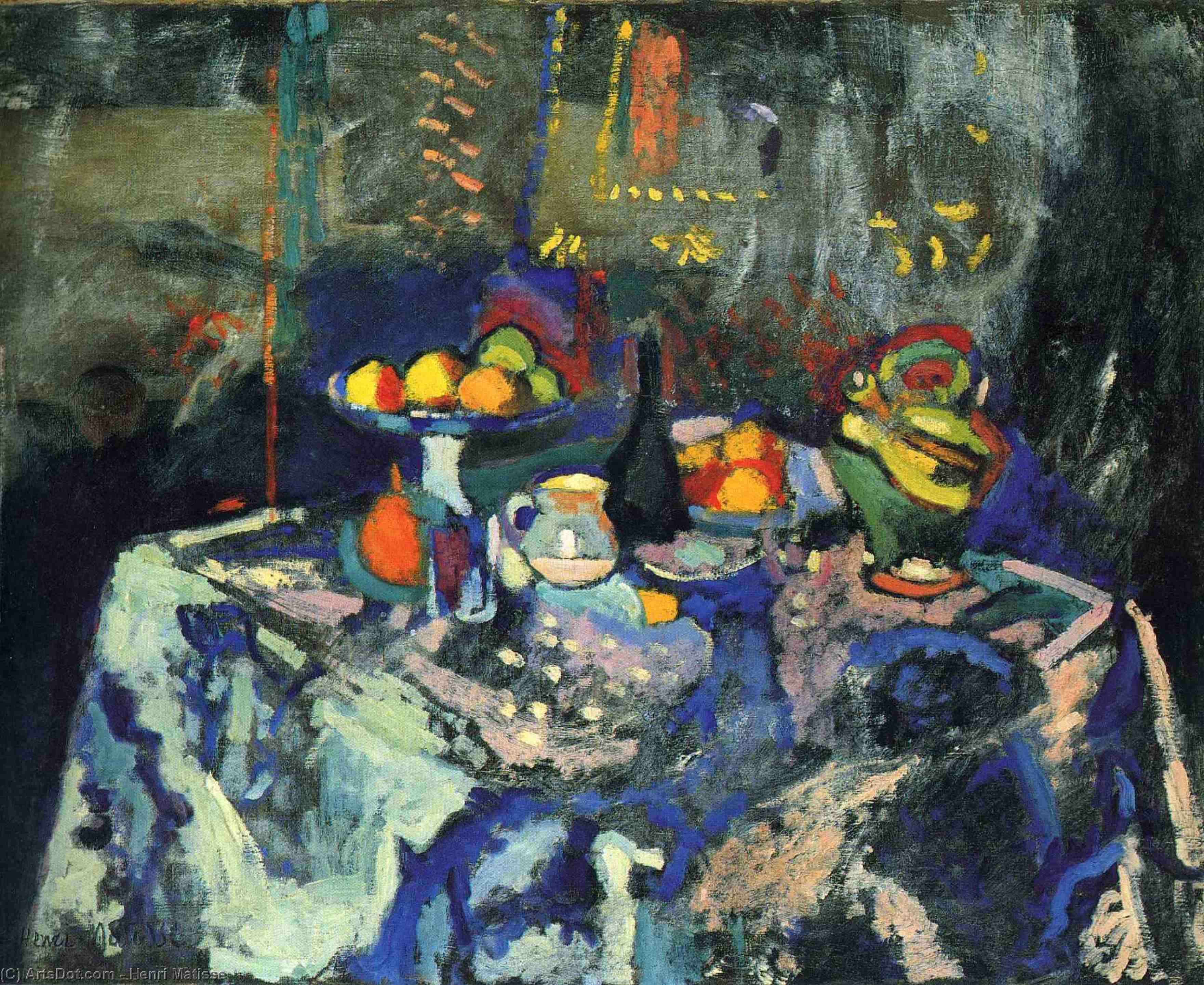 Still Life With Vase, Bottle And Fruit — Henri Matisse