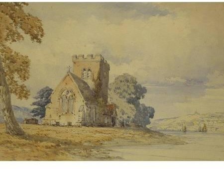 Landscape With Church Beside A River — John Callow