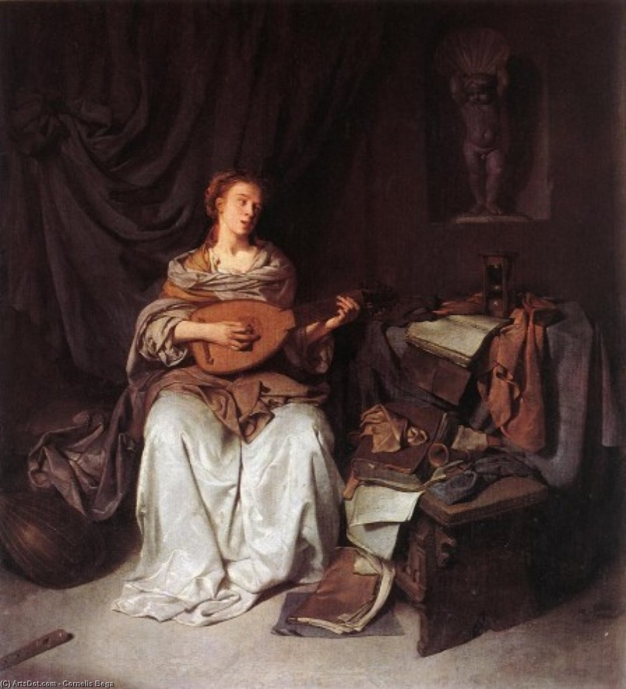 Woman Playing A Lute — Cornelis Pietersz Bega
